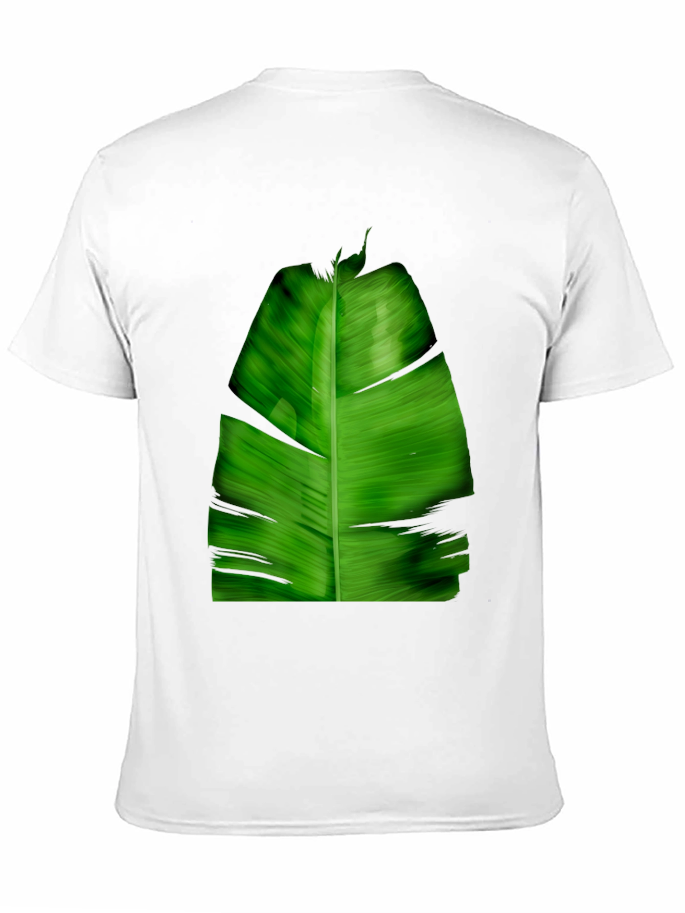 Tropical Green Leaf Print Black T-Shirt