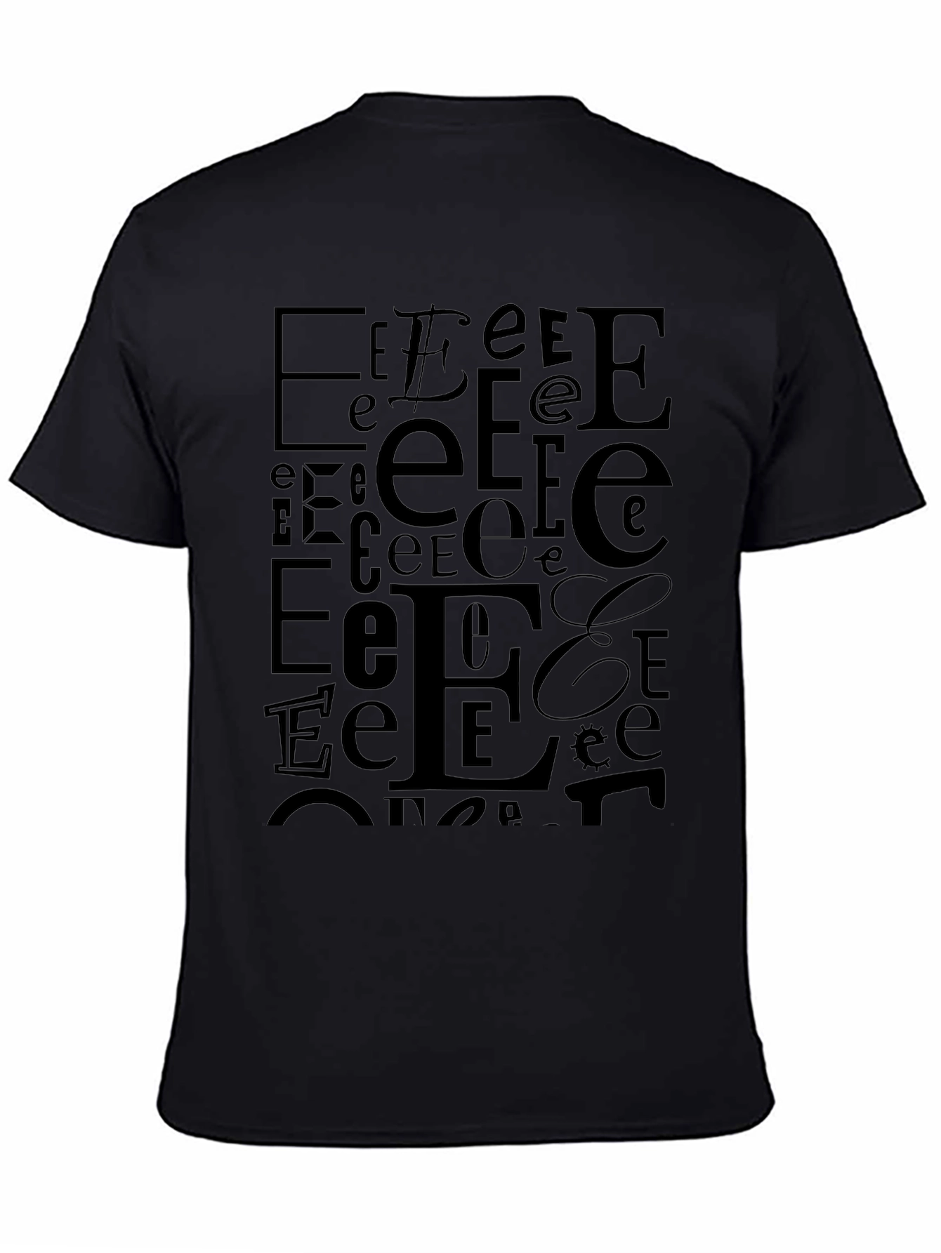 Letter E Pattern Black T-Shirt - Modern Design