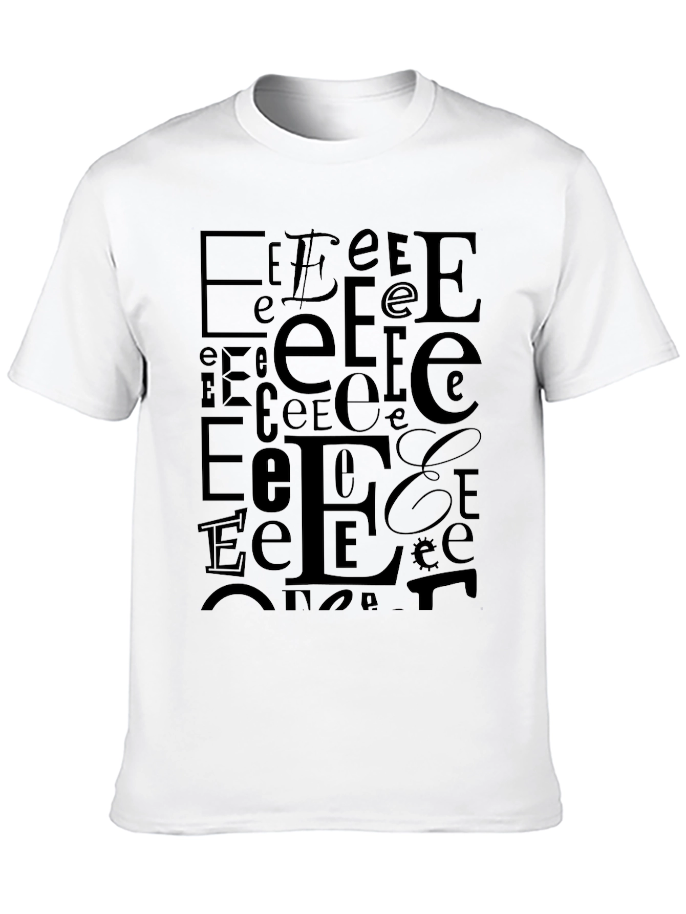 Letter E Pattern Black T-Shirt - Modern Design