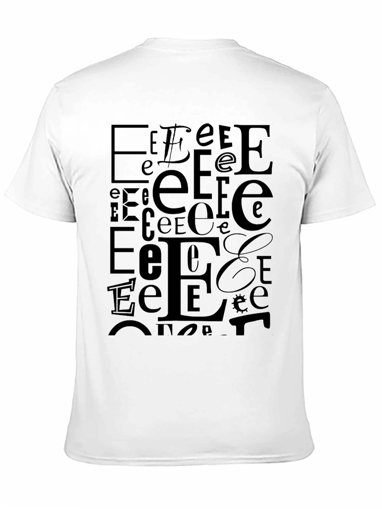 Letter E Pattern Black T-Shirt - Modern Design