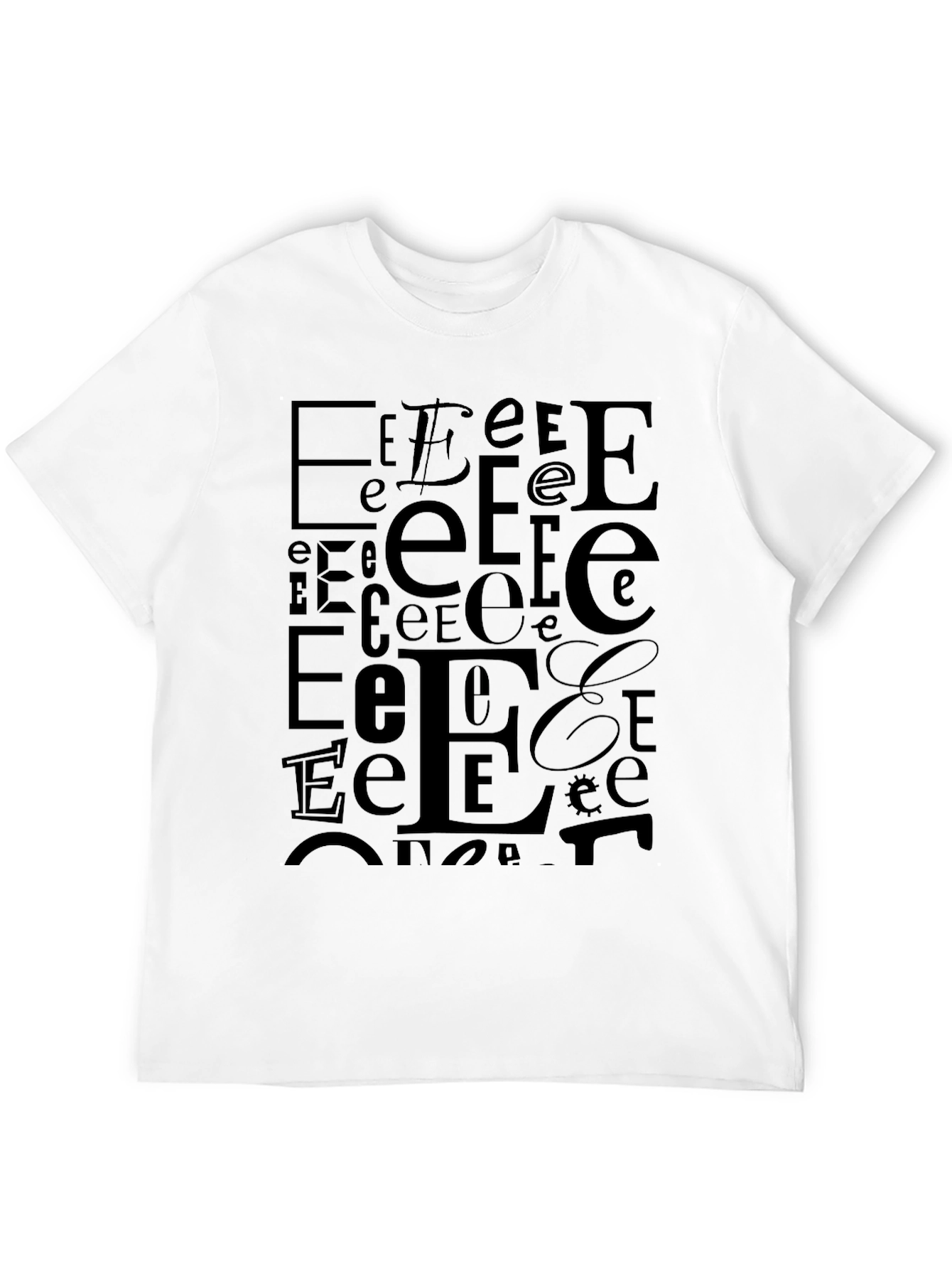 Letter E Pattern Black T-Shirt - Modern Design