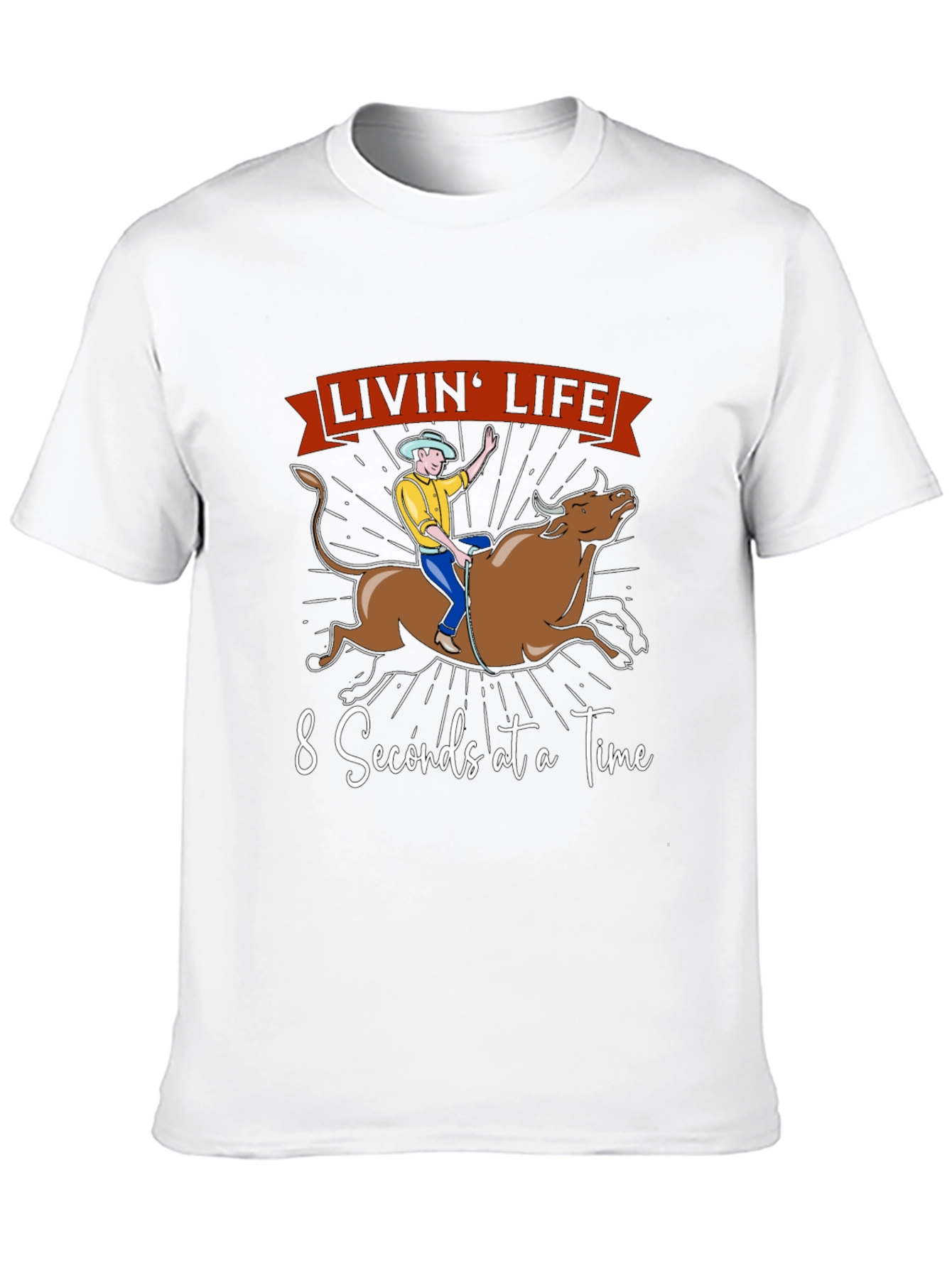 Livin Life Bull Riding Graphic T-Shirt