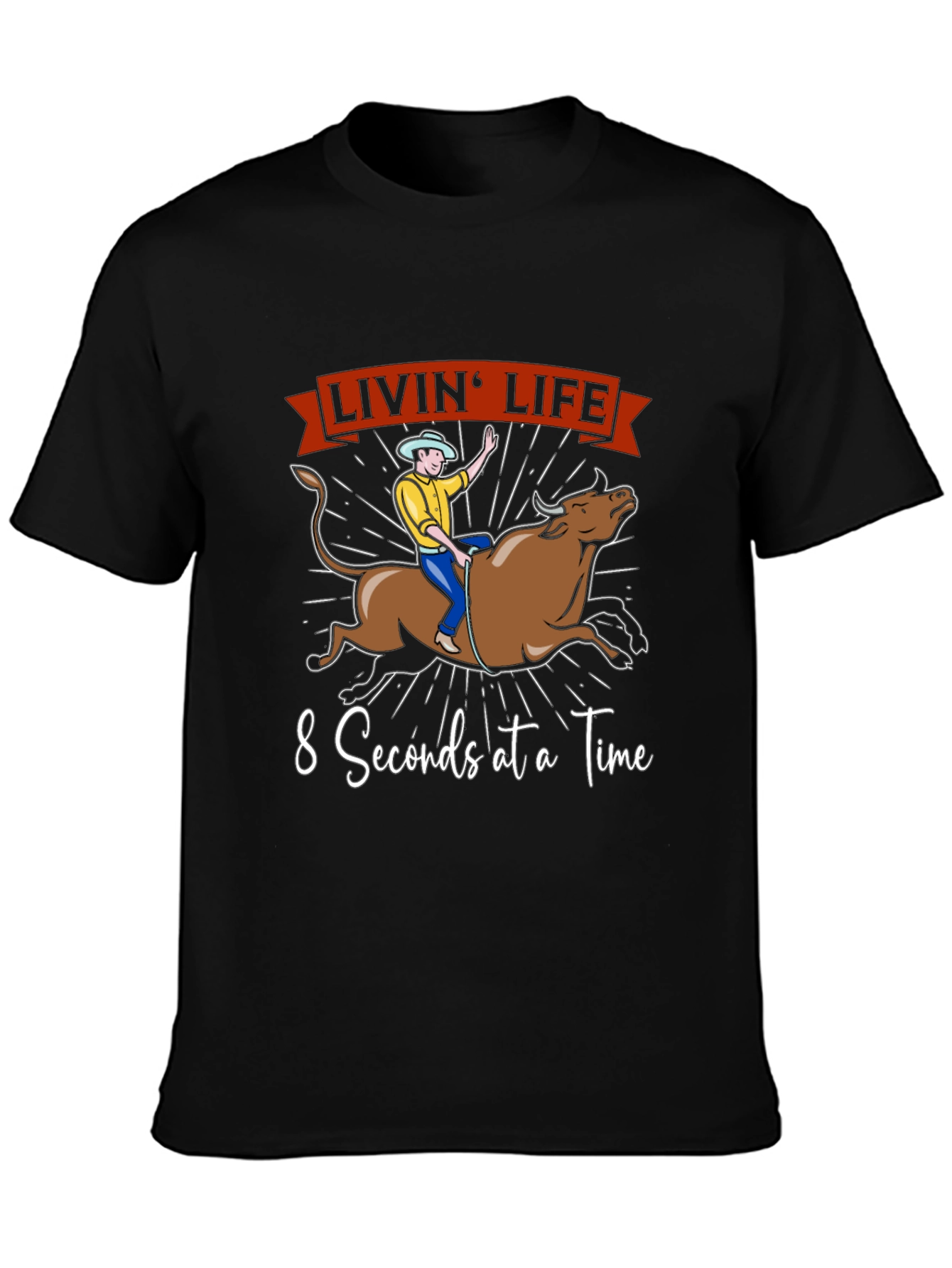 Livin Life Bull Riding Graphic T-Shirt