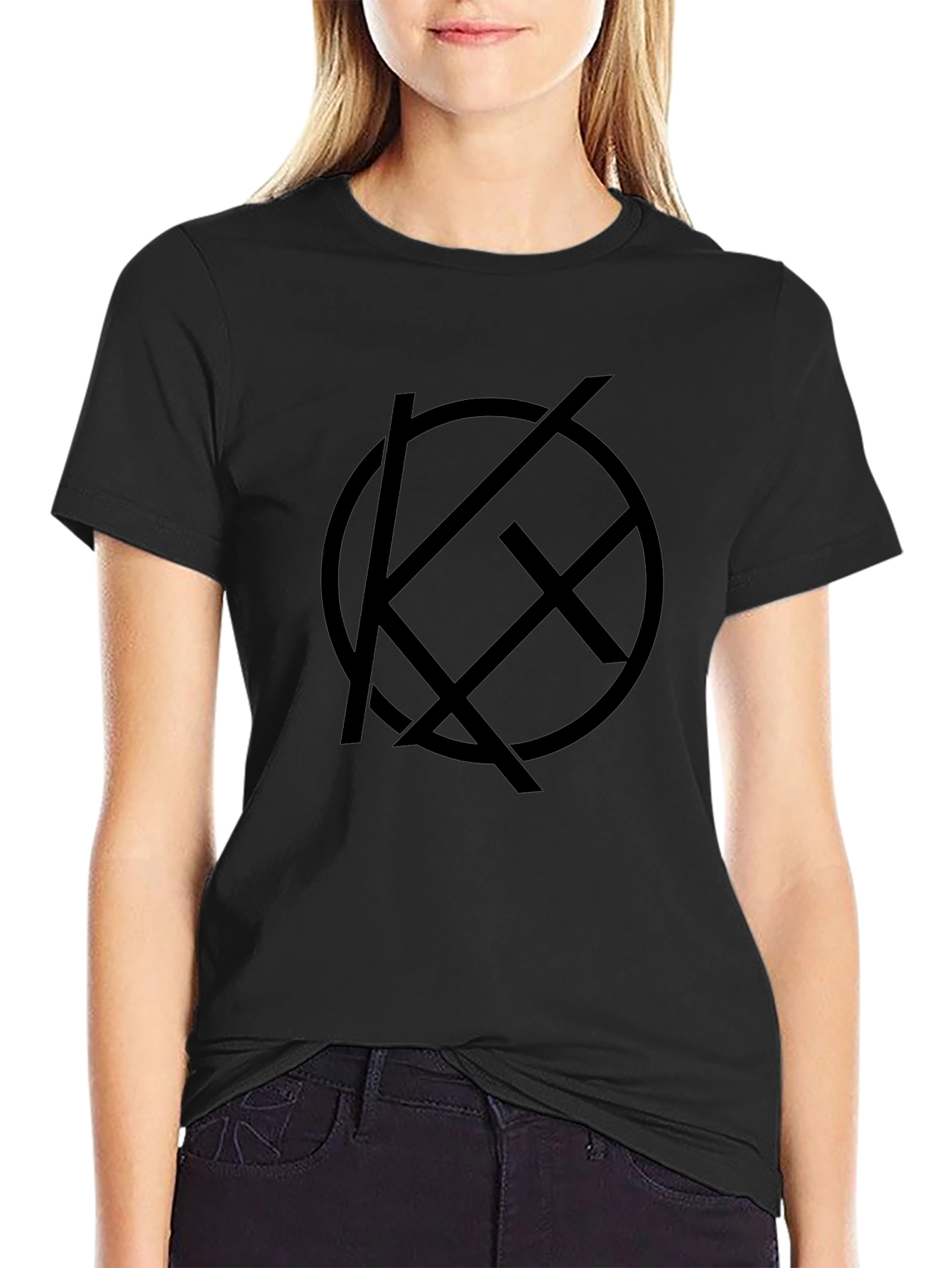Mens Black T-Shirt with Geometric Logo
