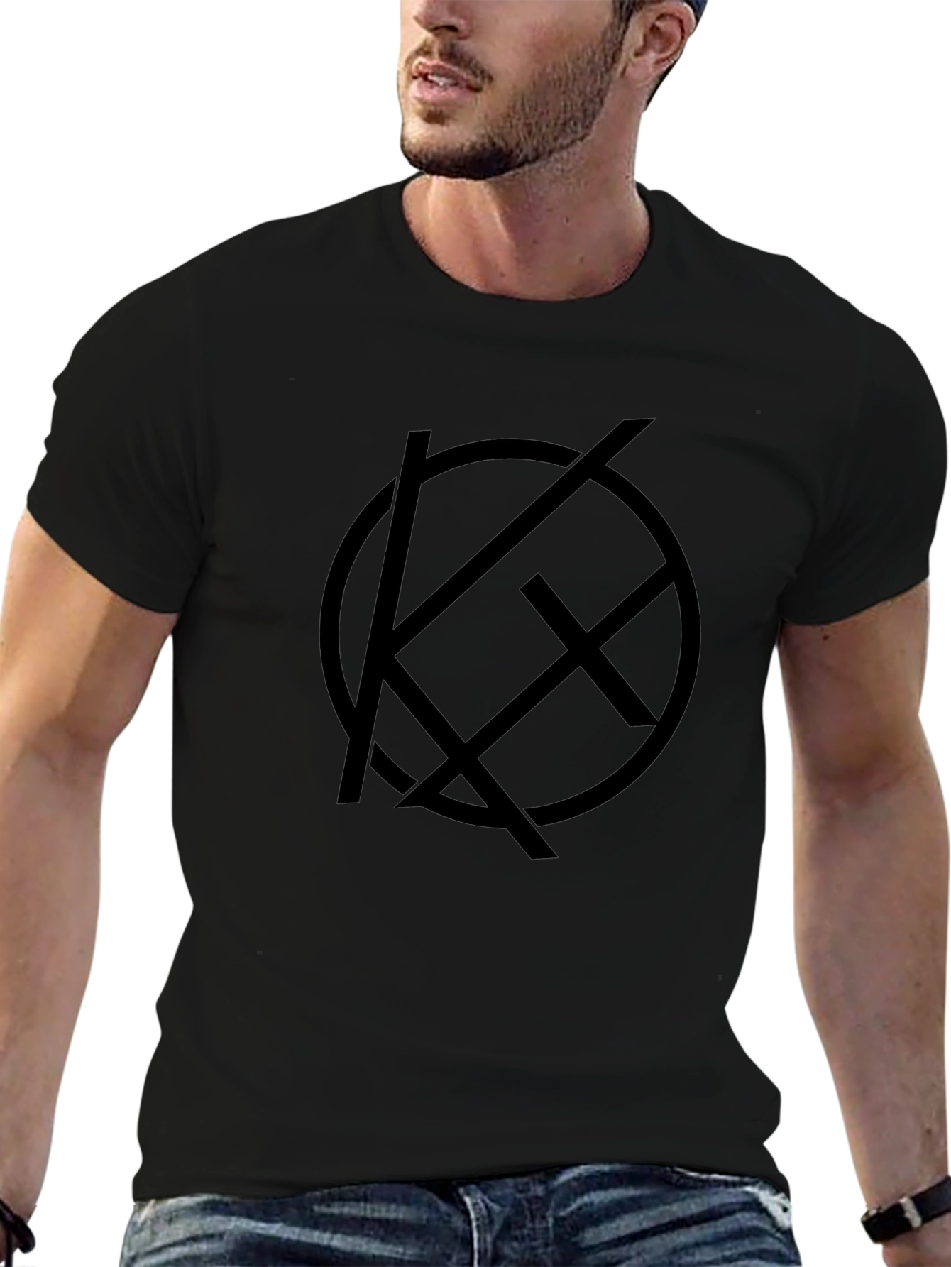 Mens Black T-Shirt with Geometric Logo