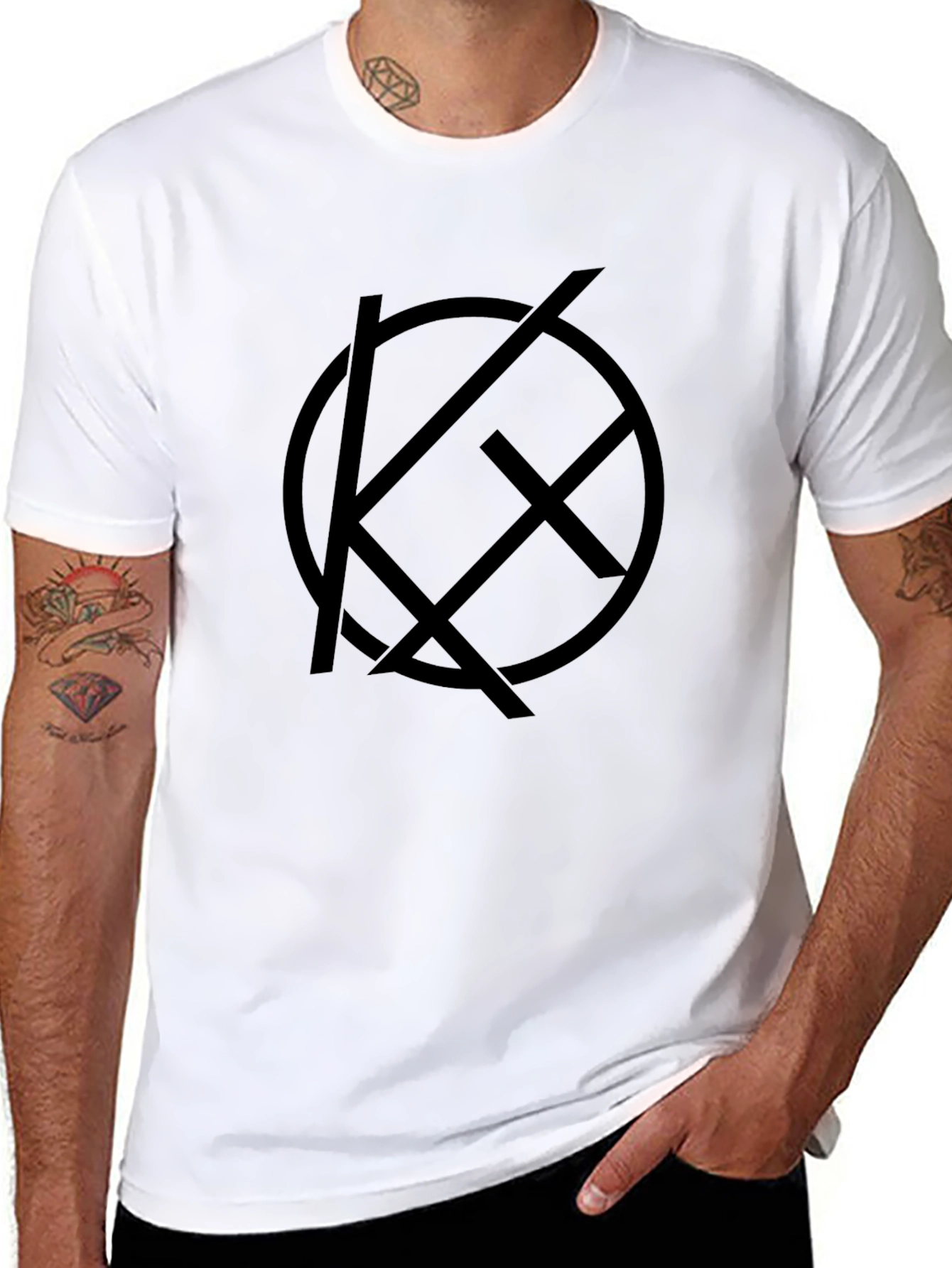 Mens Black T-Shirt with Geometric Logo