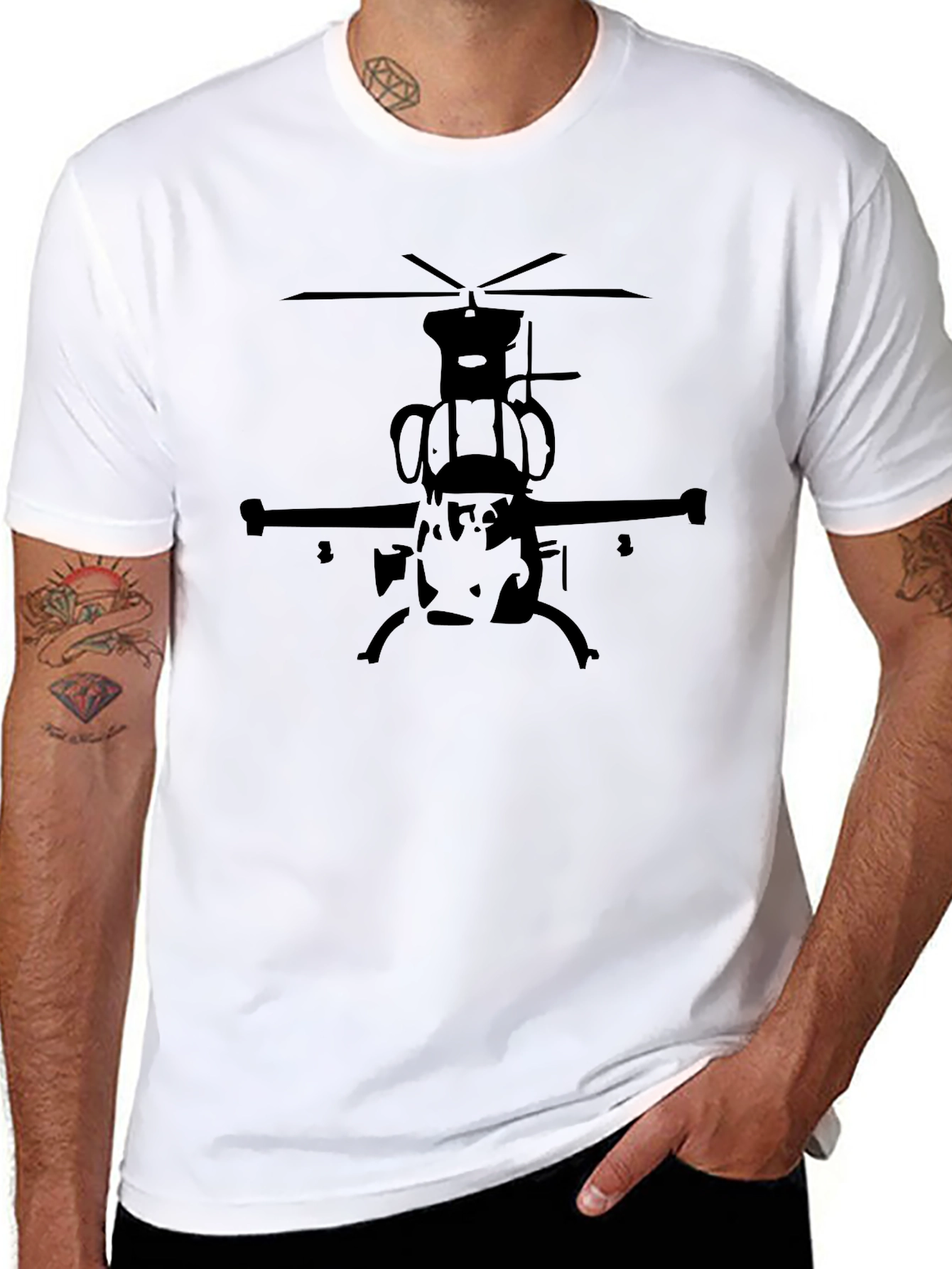 Helicopter Graphic Tee - Black Cotton Comfort