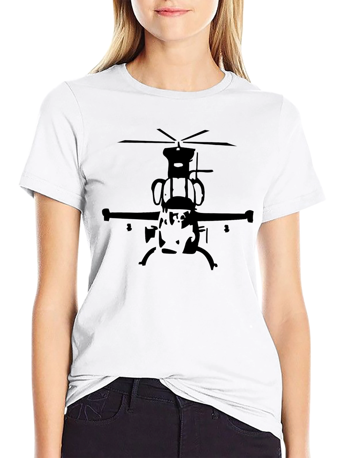 Helicopter Graphic Tee - Black Cotton Comfort