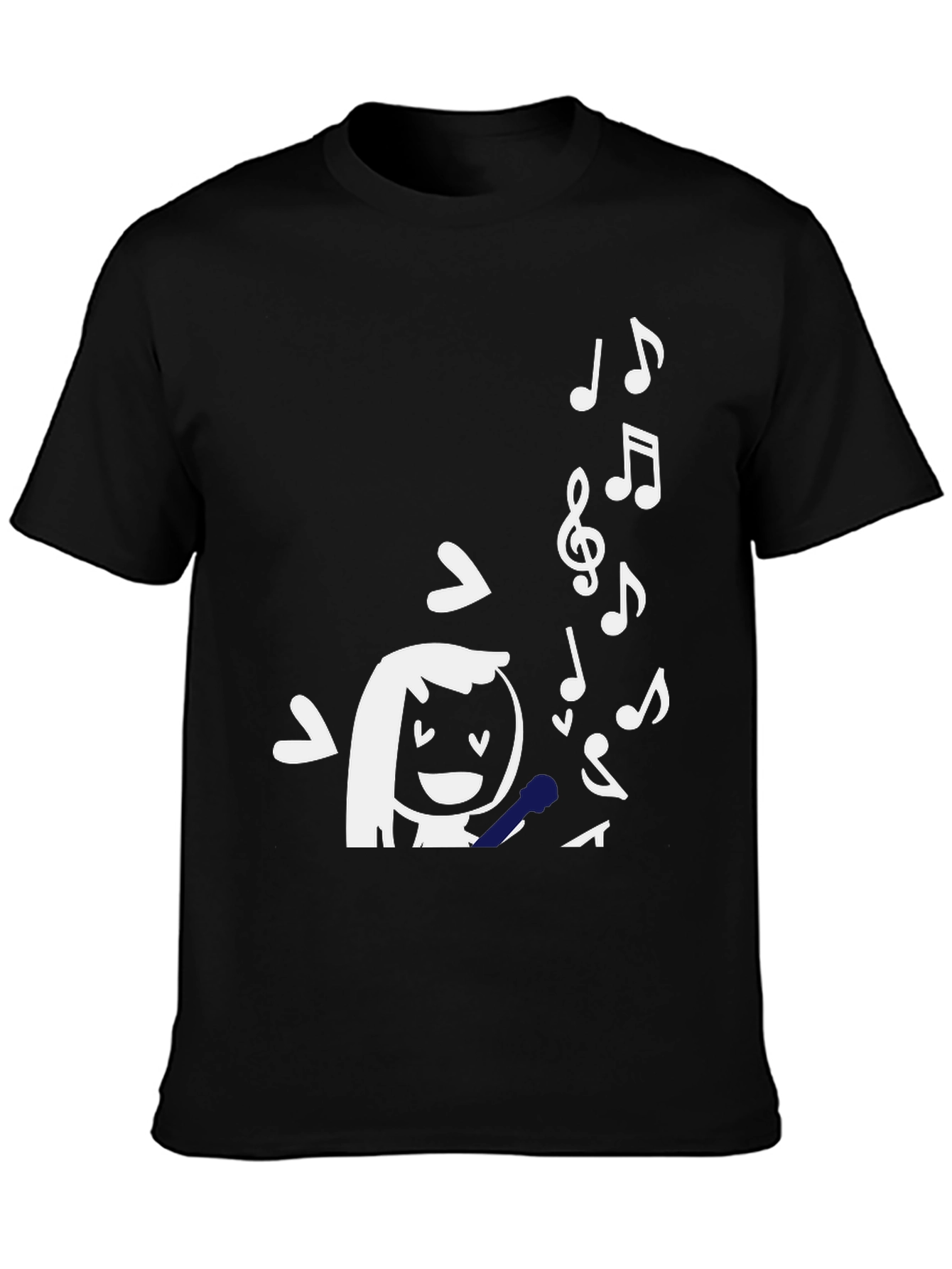 Singing Girl Graphic Tee - Black Cotton T-Shirt