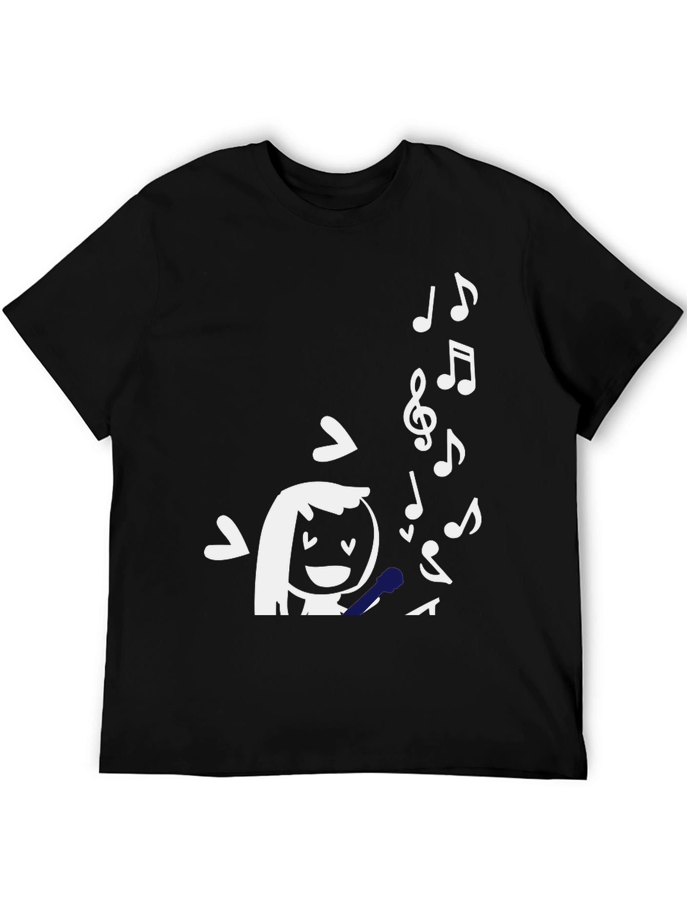Singing Girl Graphic Tee - Black Cotton T-Shirt
