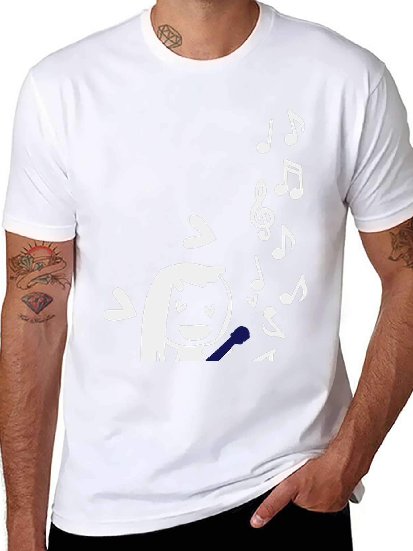 Singing Girl Graphic Tee - Black Cotton T-Shirt