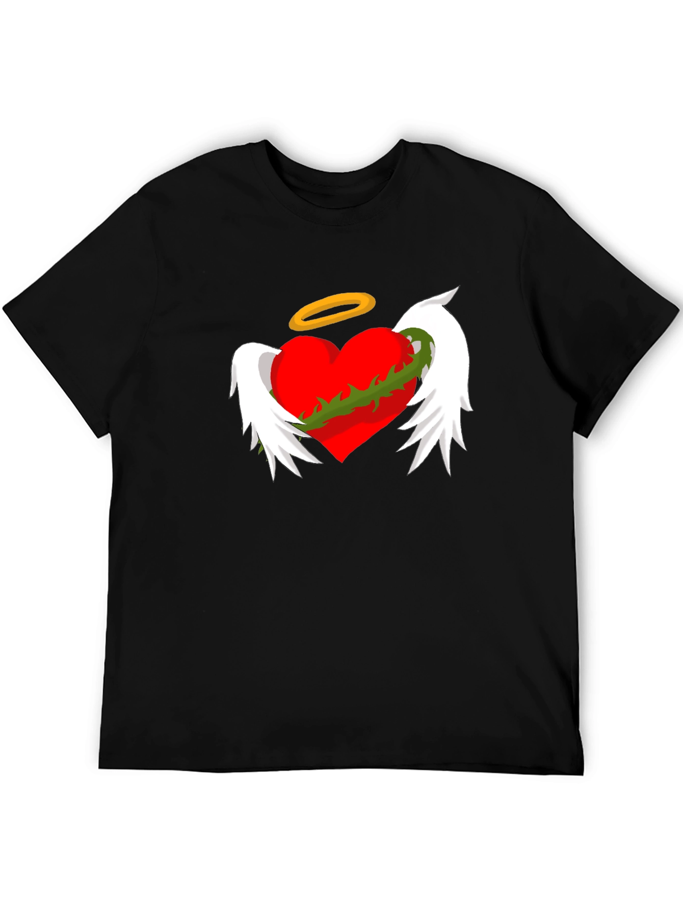Winged Heart with Halo Graphic Tee - Black