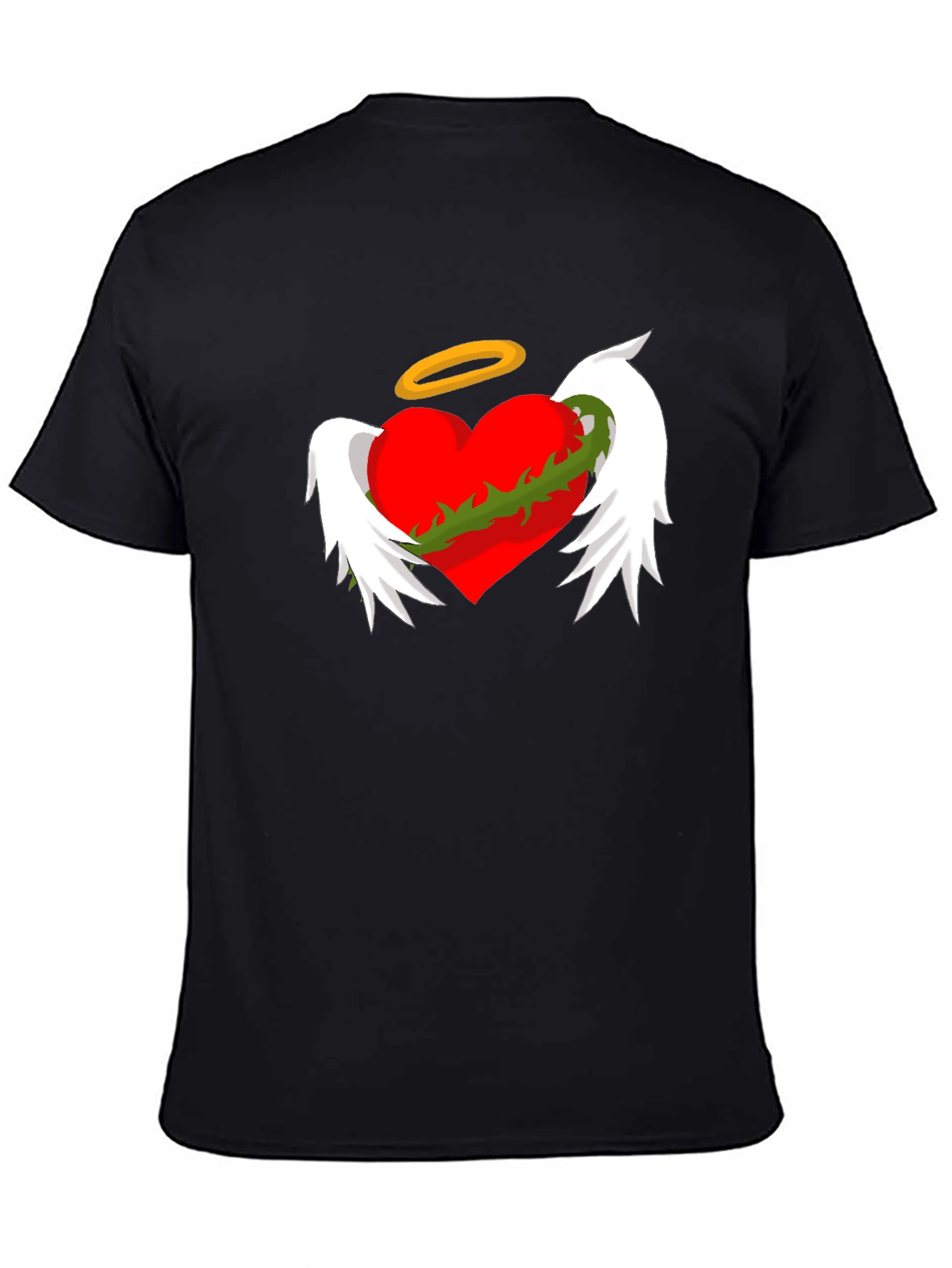 Winged Heart with Halo Graphic Tee - Black