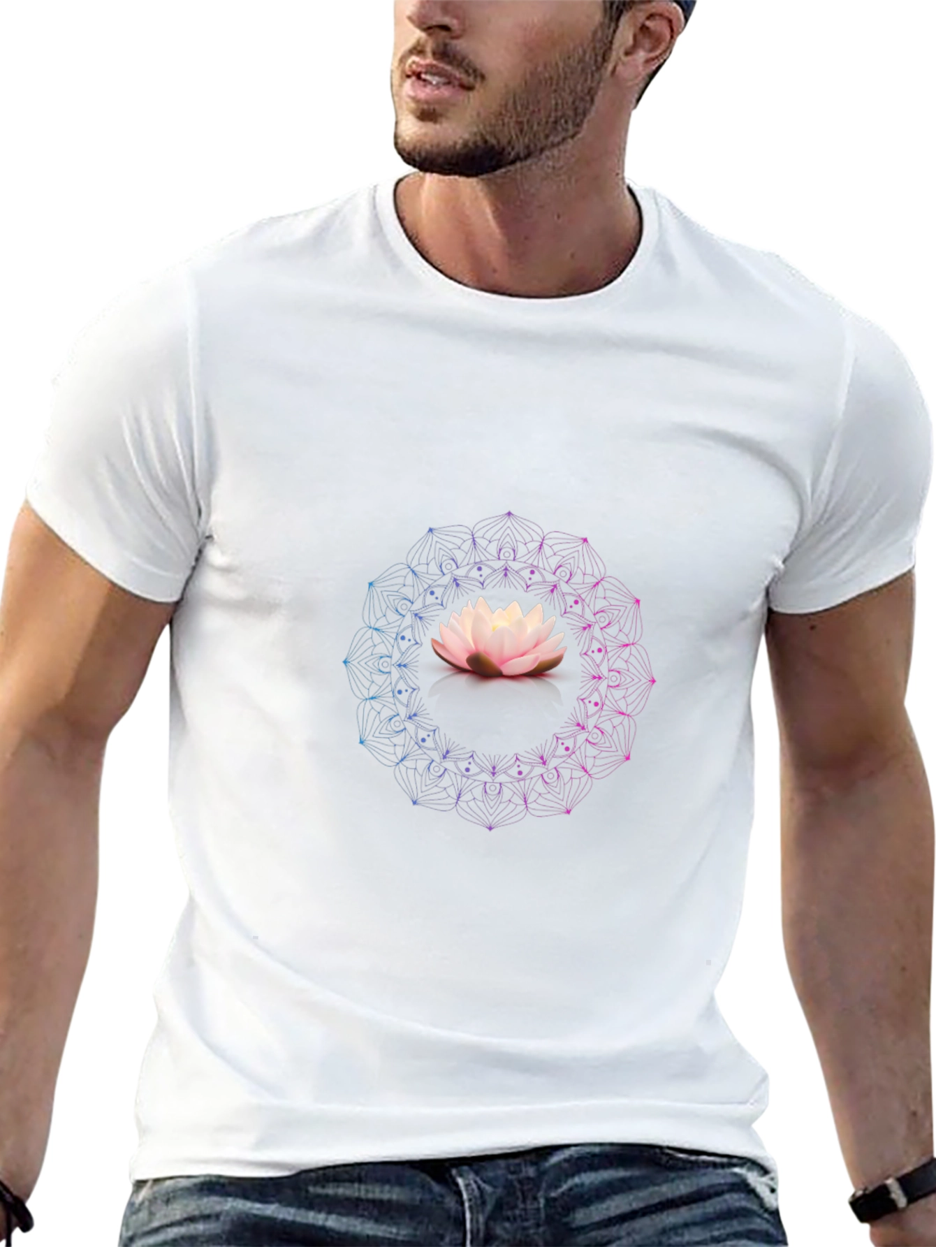 Lotus Mandala Graphic Black T-Shirt