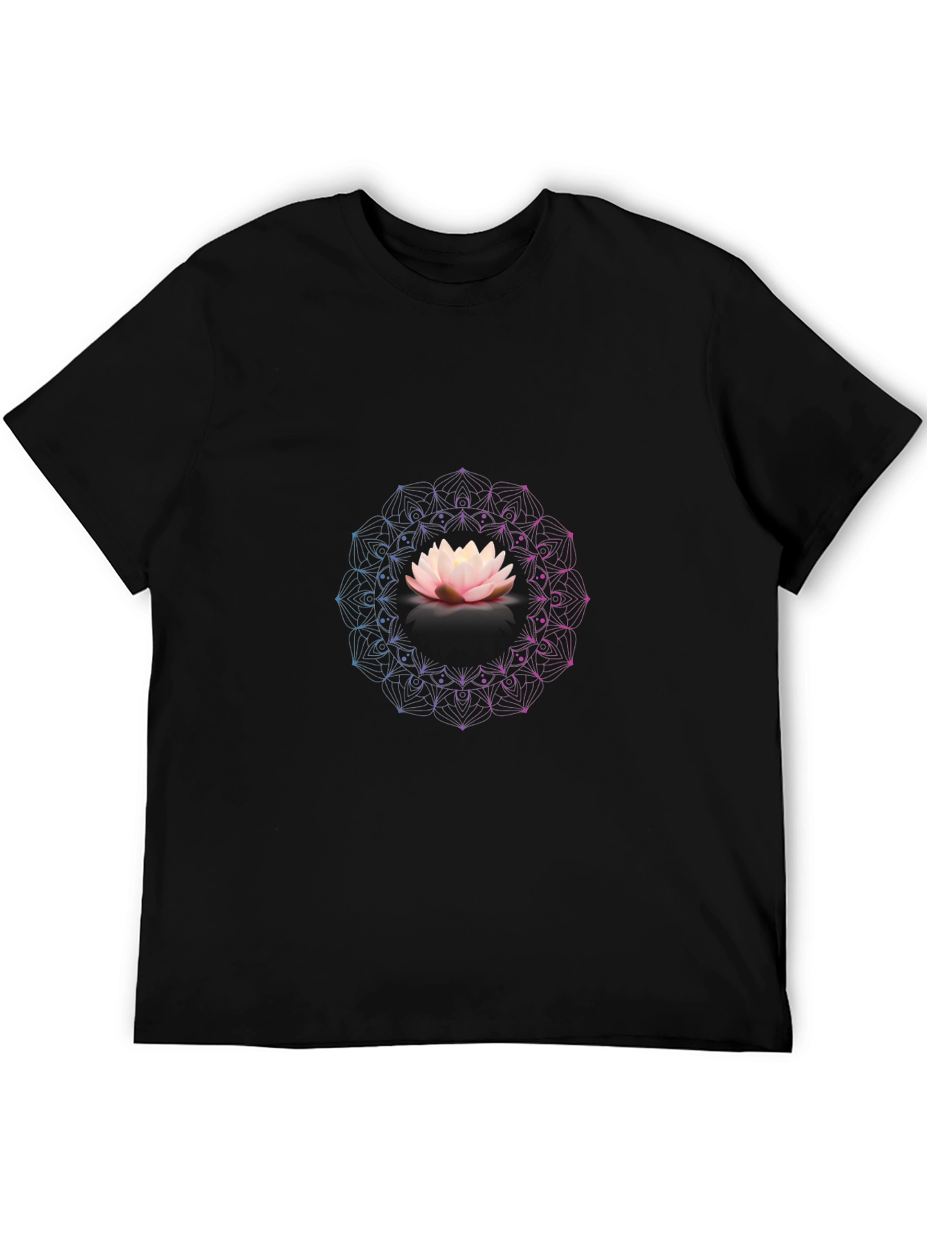 Lotus Mandala Graphic Black T-Shirt
