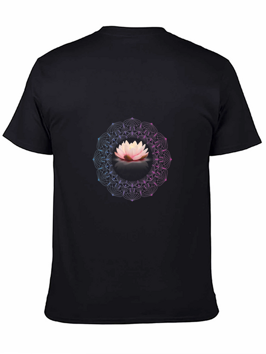 Lotus Mandala Graphic Black T-Shirt