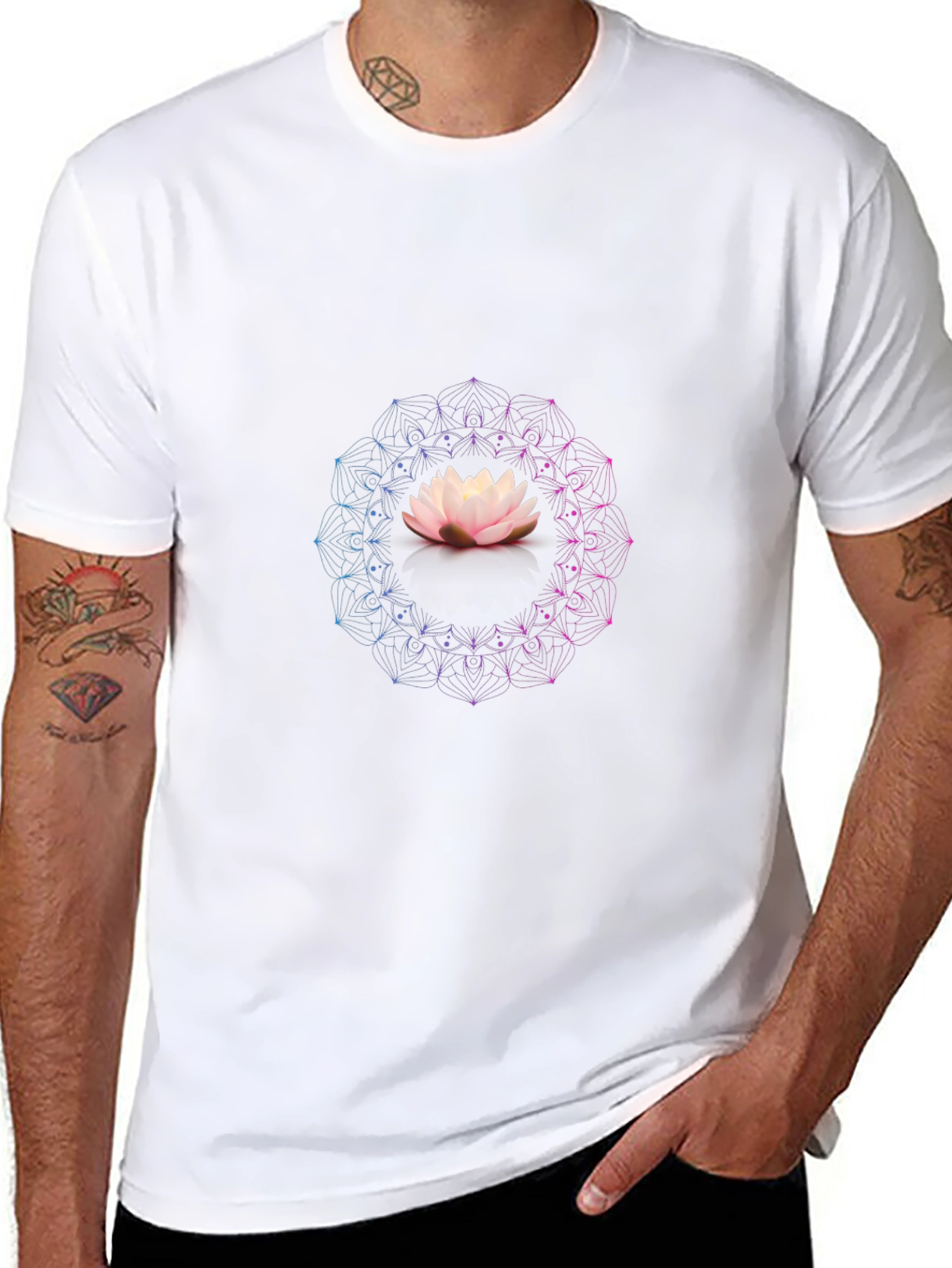 Lotus Mandala Graphic Black T-Shirt