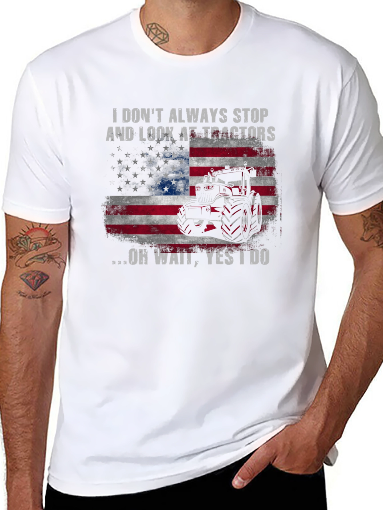 Tractor USA Flag Graphic T-Shirt