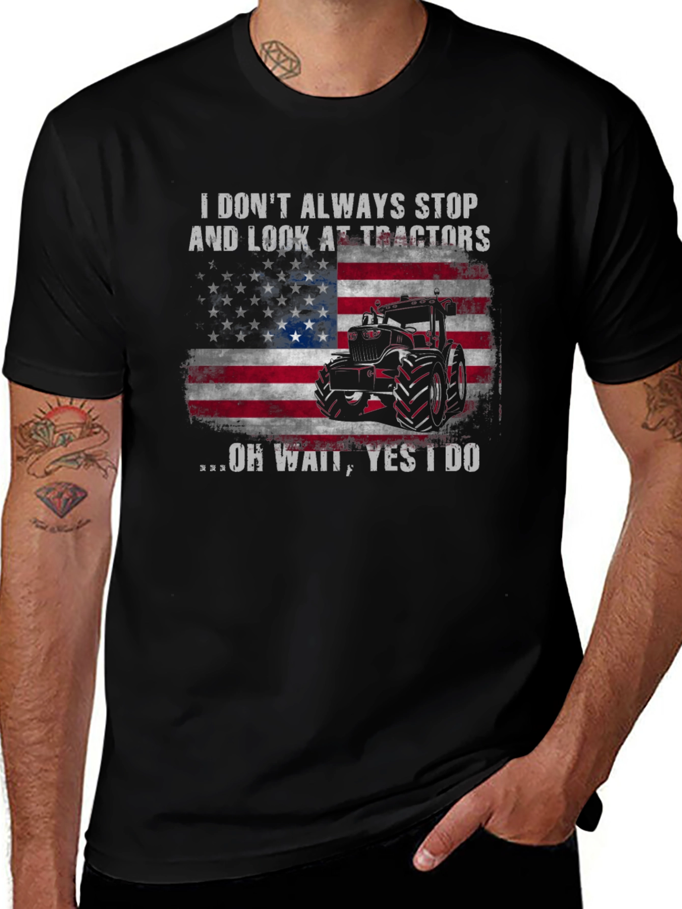 Tractor USA Flag Graphic T-Shirt