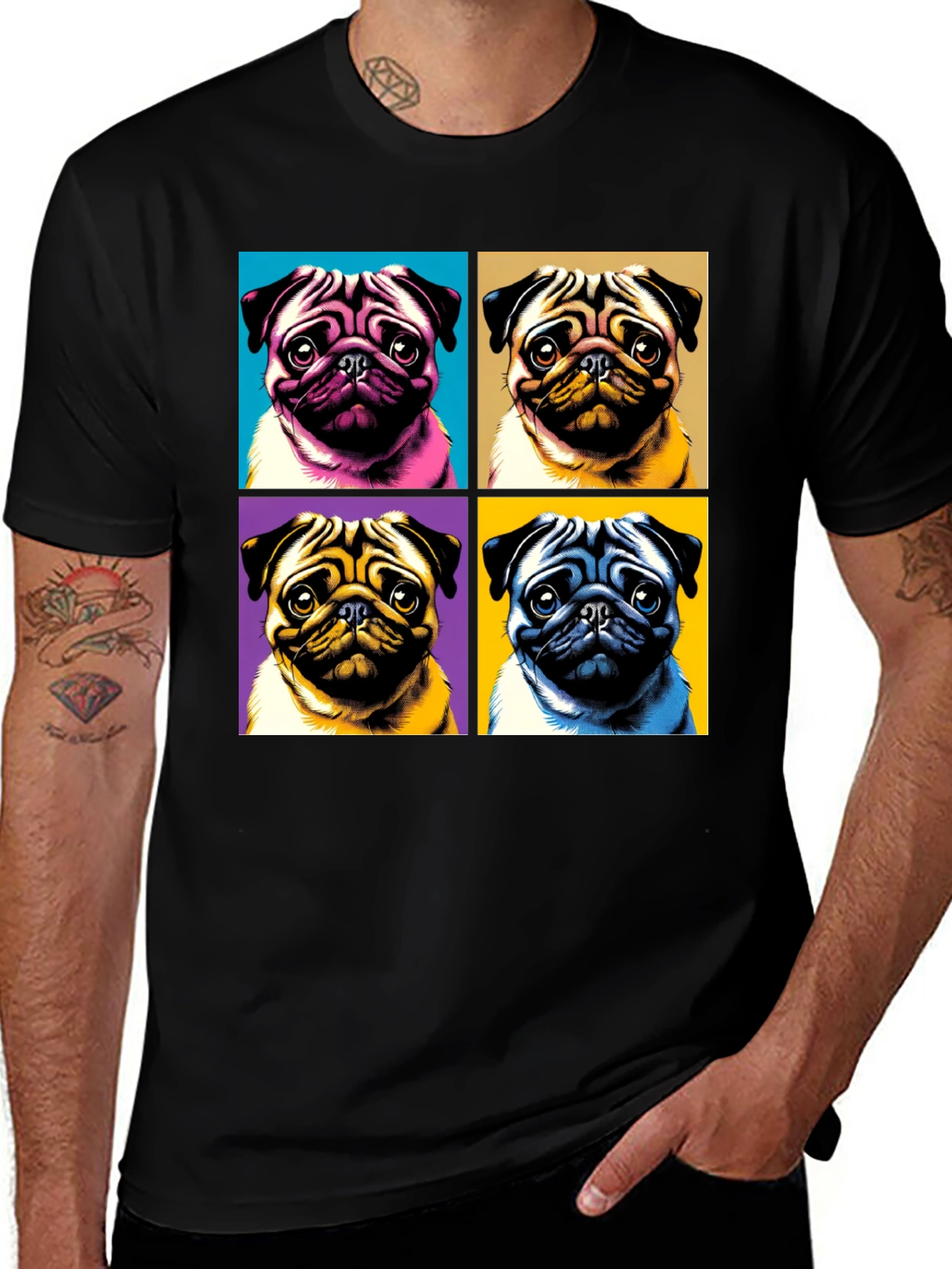 Pop Art Pug T-Shirt - Unique Dog Lover Tee