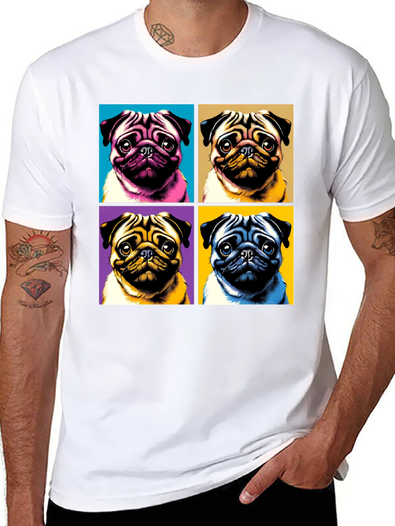 Pop Art Pug T-Shirt - Unique Dog Lover Tee