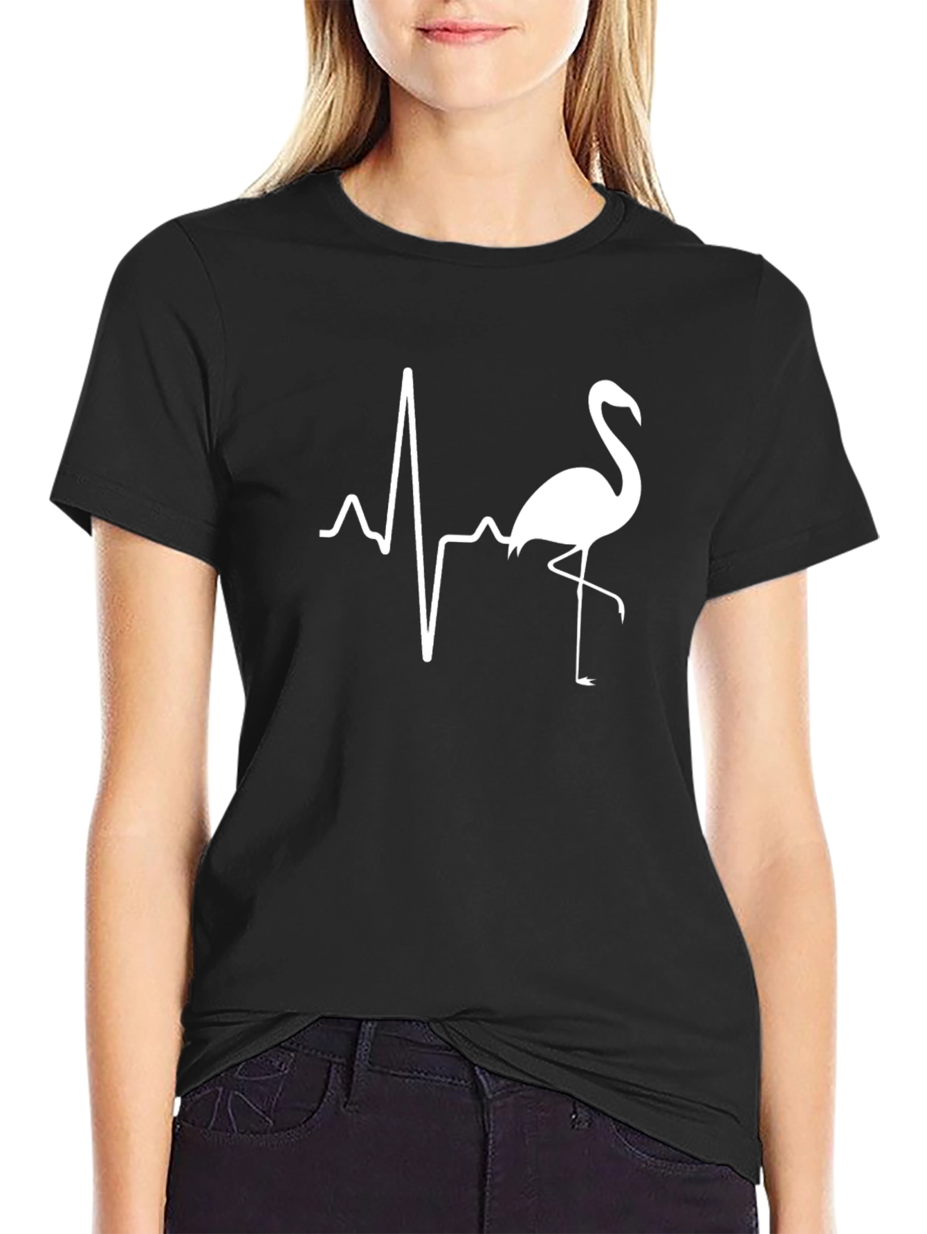 Flamingo Heartbeat T-Shirt - Cool Graphic Tee
