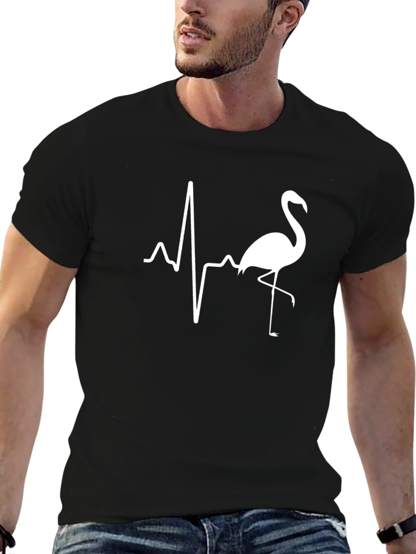 Flamingo Heartbeat T-Shirt - Cool Graphic Tee