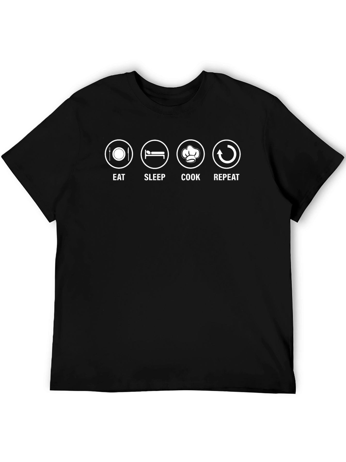 Eat Sleep Cook Repeat Black Graphic T-Shirt