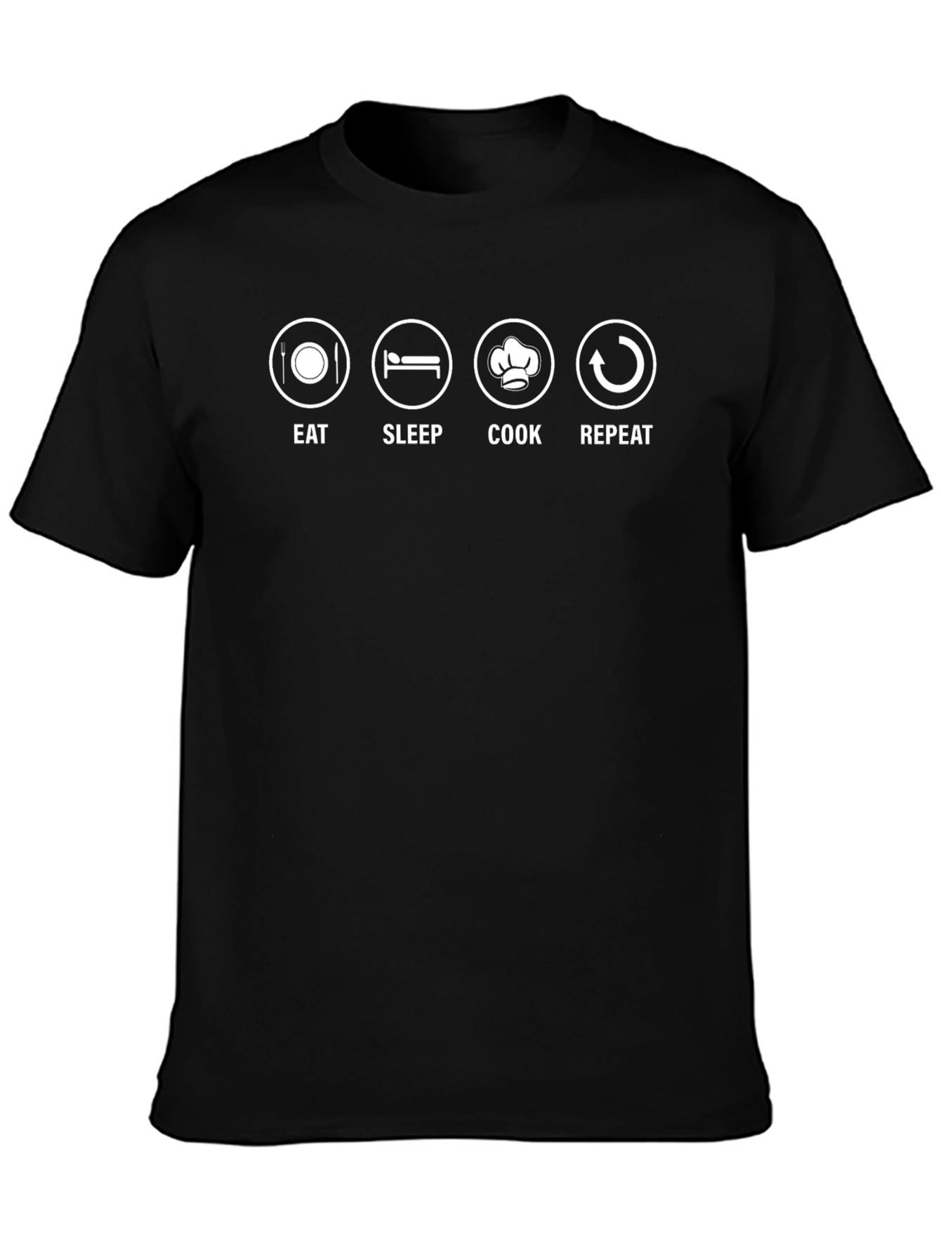 Eat Sleep Cook Repeat Black Graphic T-Shirt