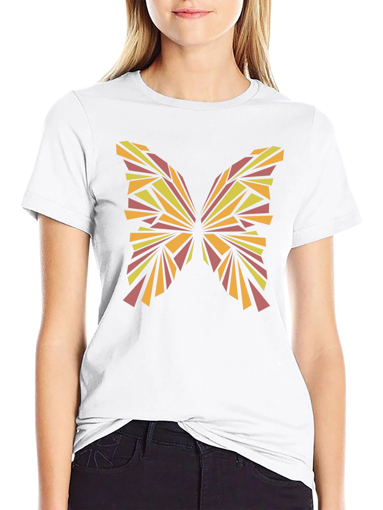 Abstract Butterfly Graphic Tee - Stylish Black T-Shirt