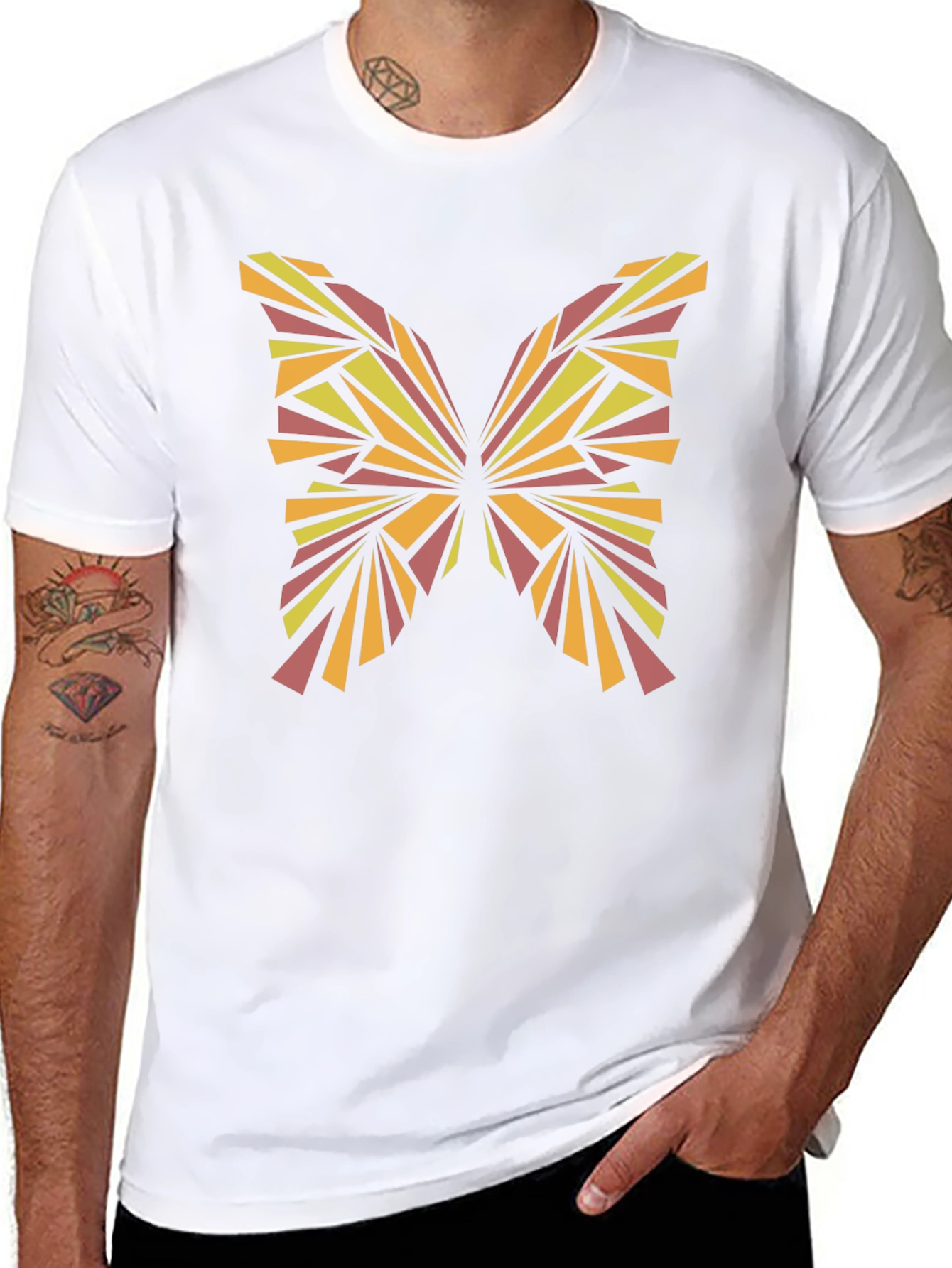 Abstract Butterfly Graphic Tee - Stylish Black T-Shirt