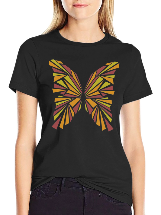 Abstract Butterfly Graphic Tee - Stylish Black T-Shirt
