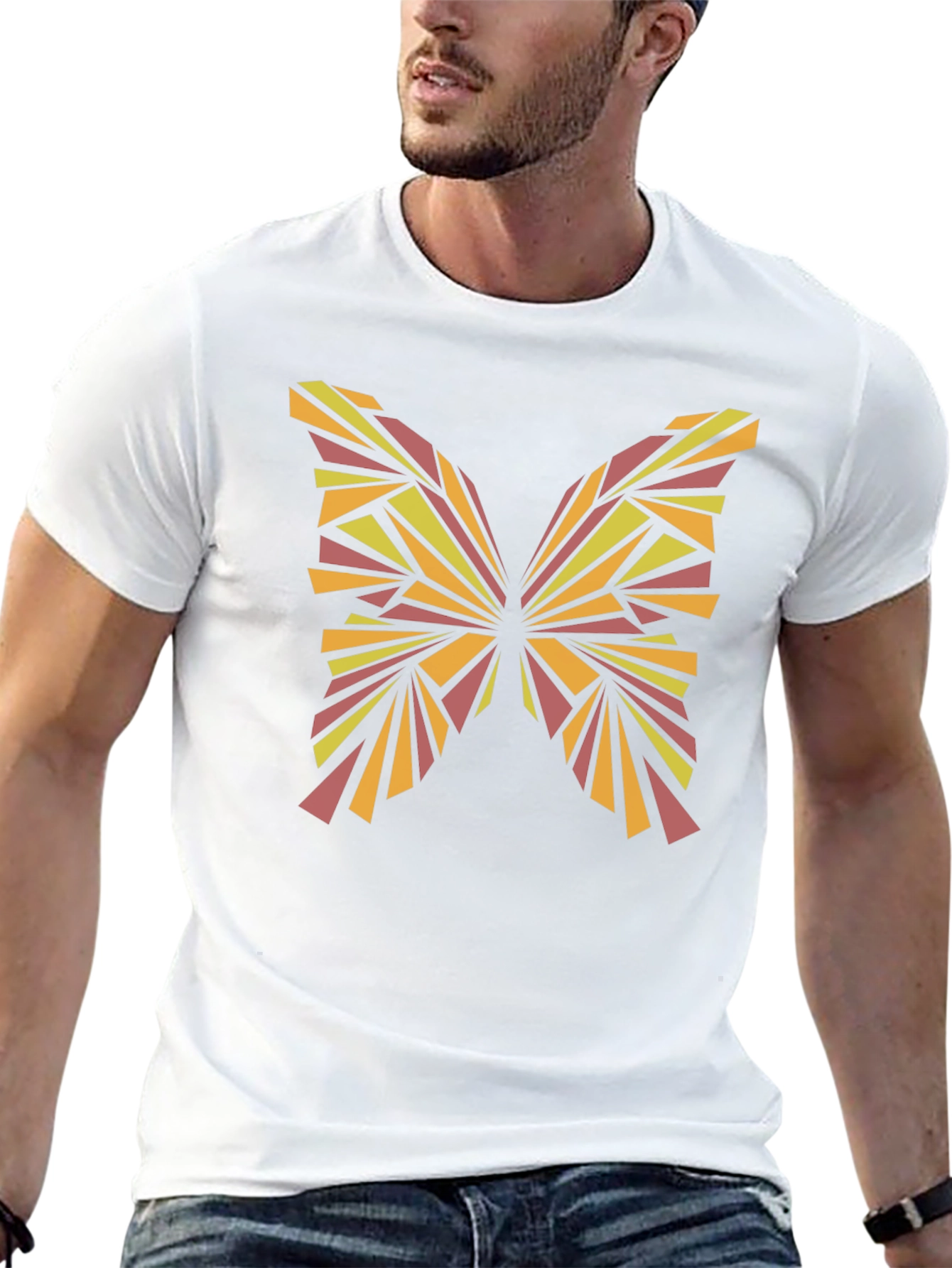 Abstract Butterfly Graphic Tee - Stylish Black T-Shirt