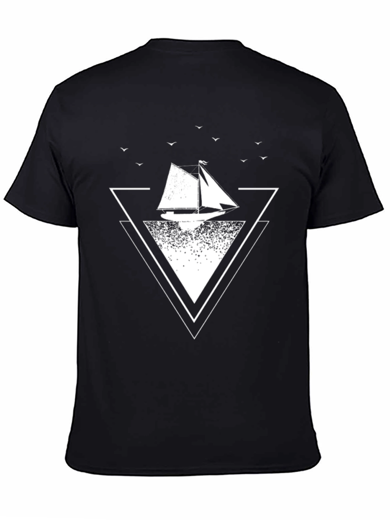 Sailboat Graphic Tee - Black Cotton T-Shirt