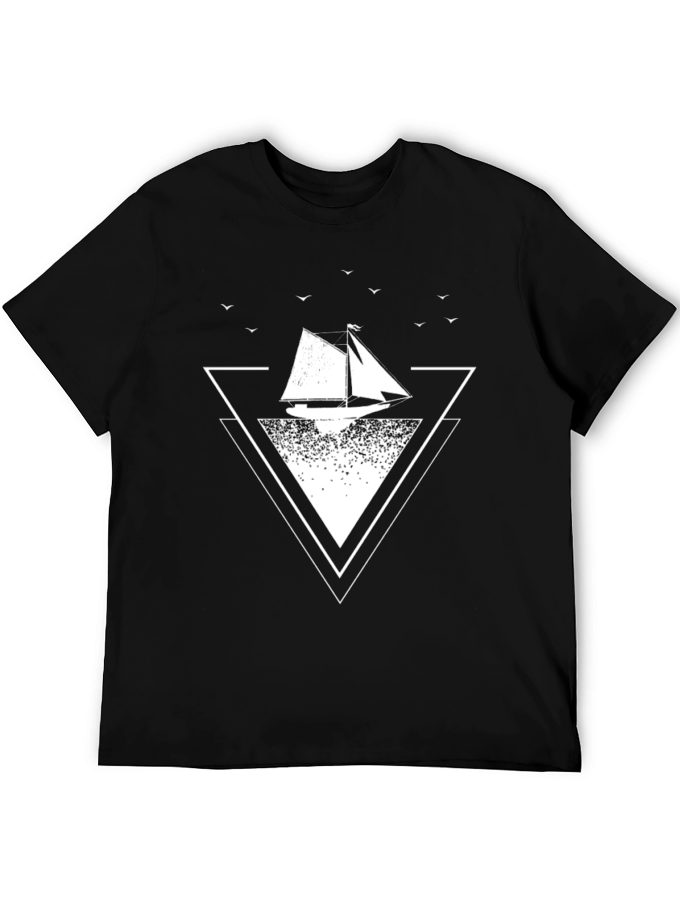 Sailboat Graphic Tee - Black Cotton T-Shirt