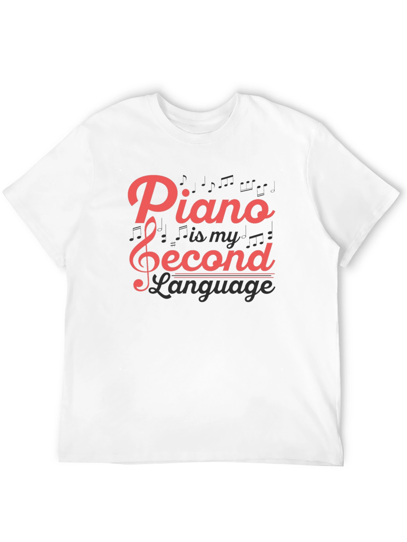 Piano is My Second Language Black T-Shirt