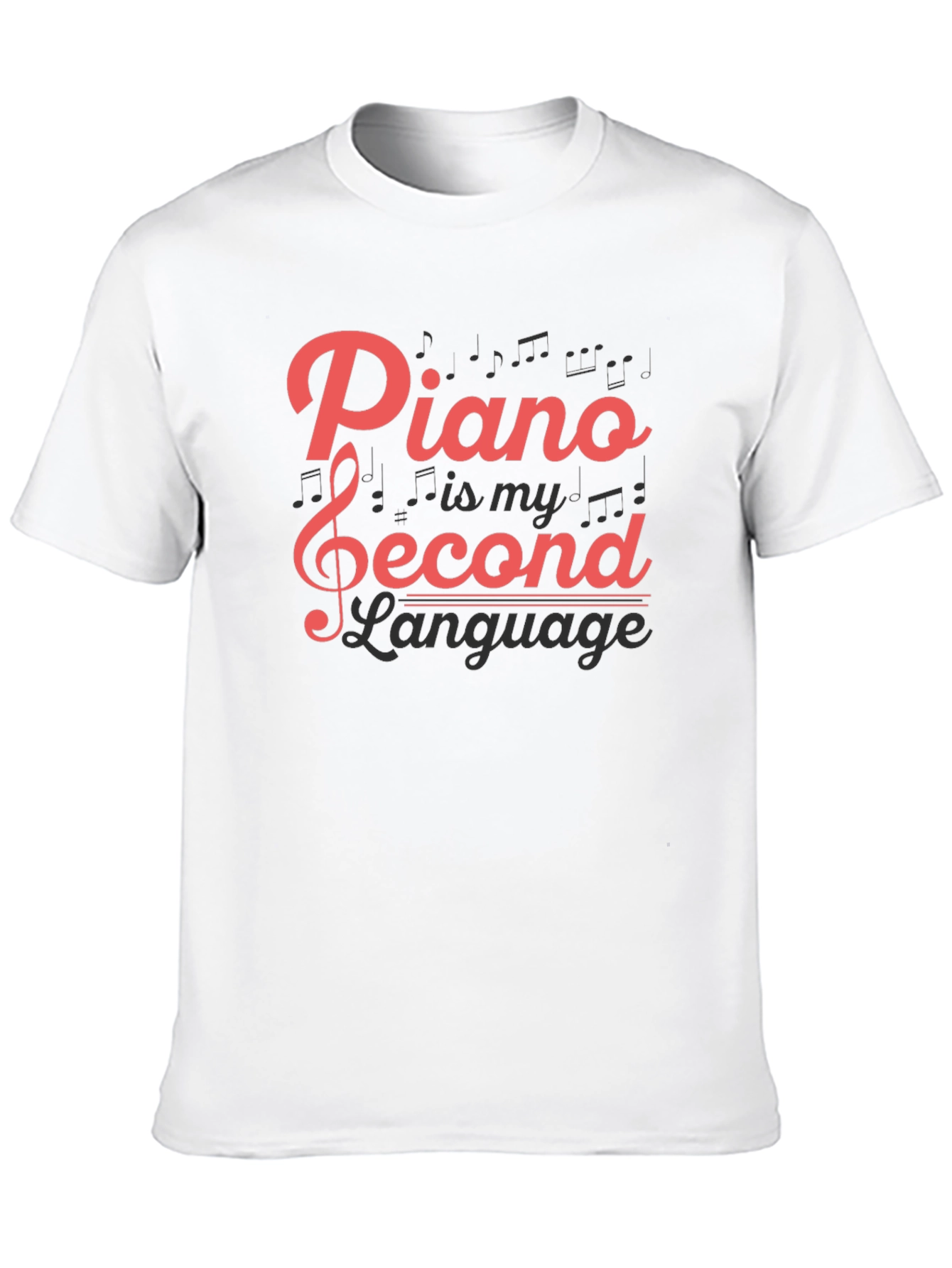 Piano is My Second Language Black T-Shirt