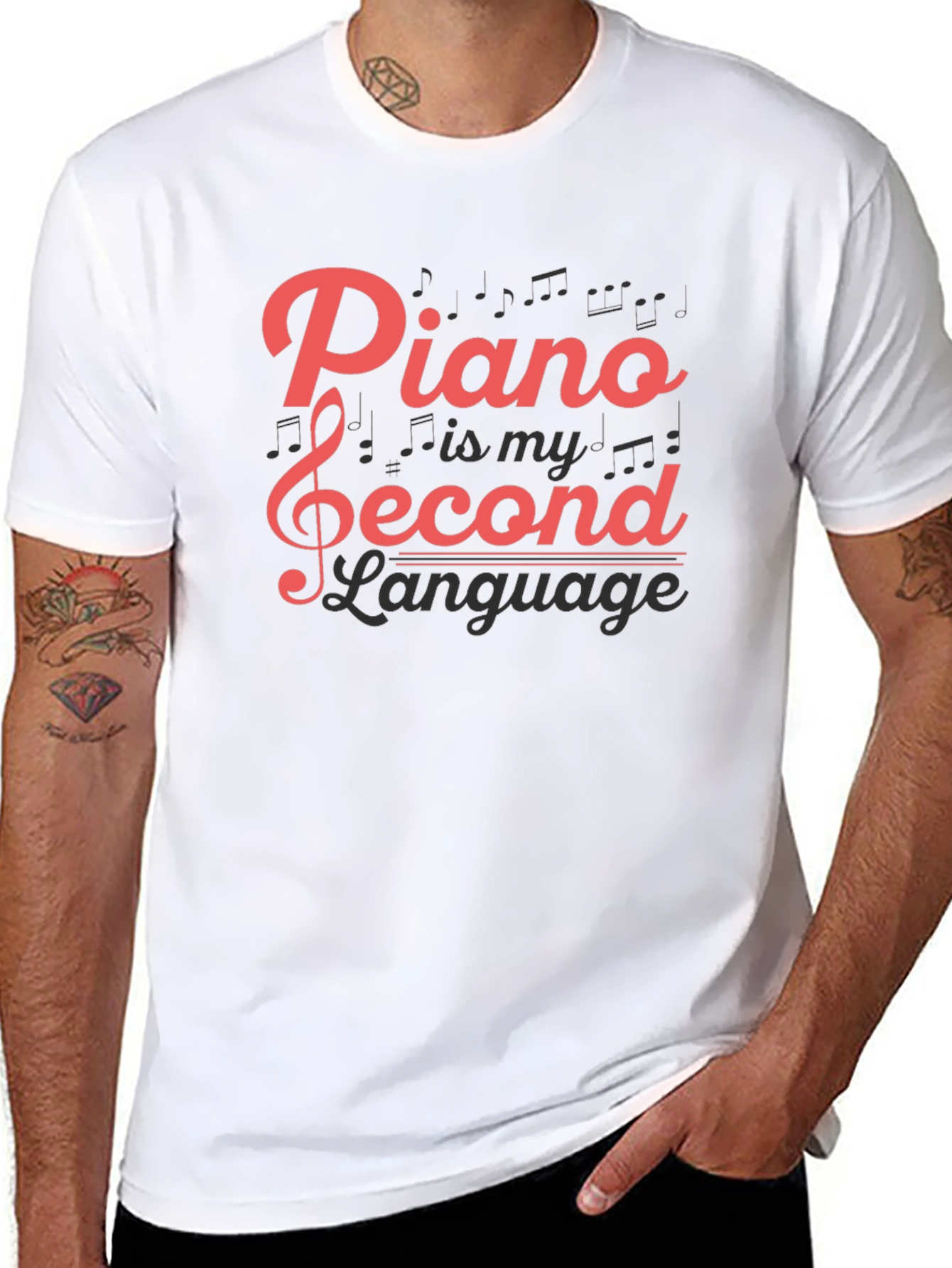 Piano is My Second Language Black T-Shirt