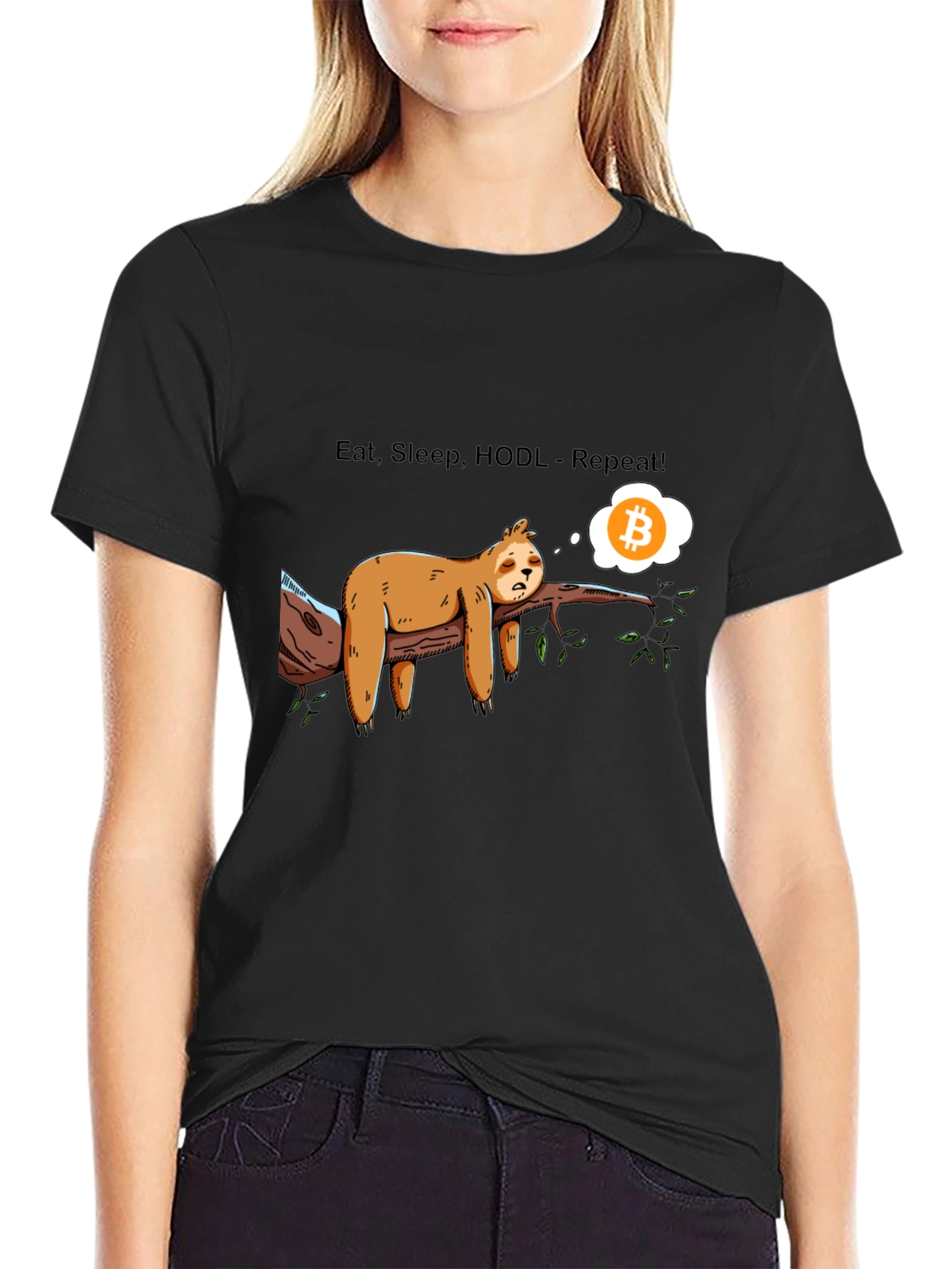 Eat Sleep HODL Repeat Crypto Sloth Tee