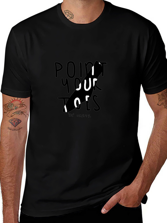 Point Your Toes Graphic Tee - Black Cotton Casual
