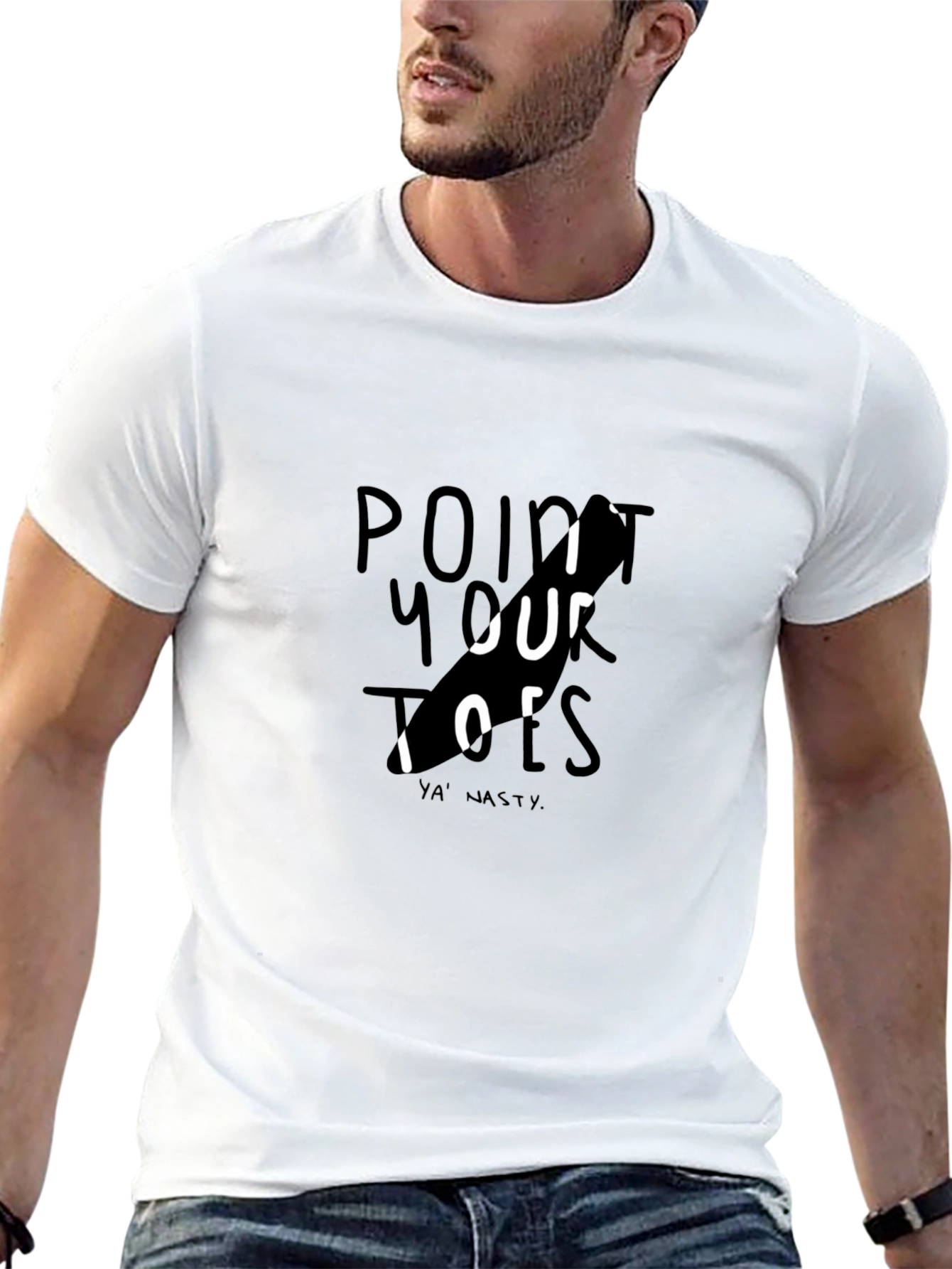 Point Your Toes Graphic Tee - Black Cotton Casual
