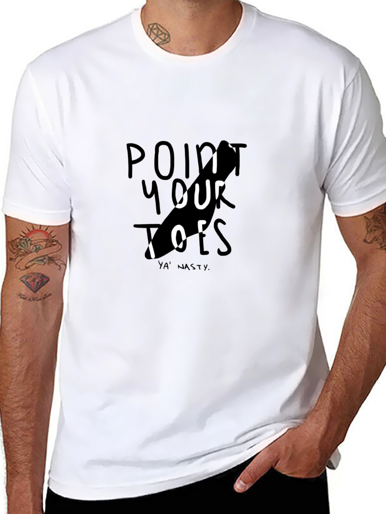 Point Your Toes Graphic Tee - Black Cotton Casual