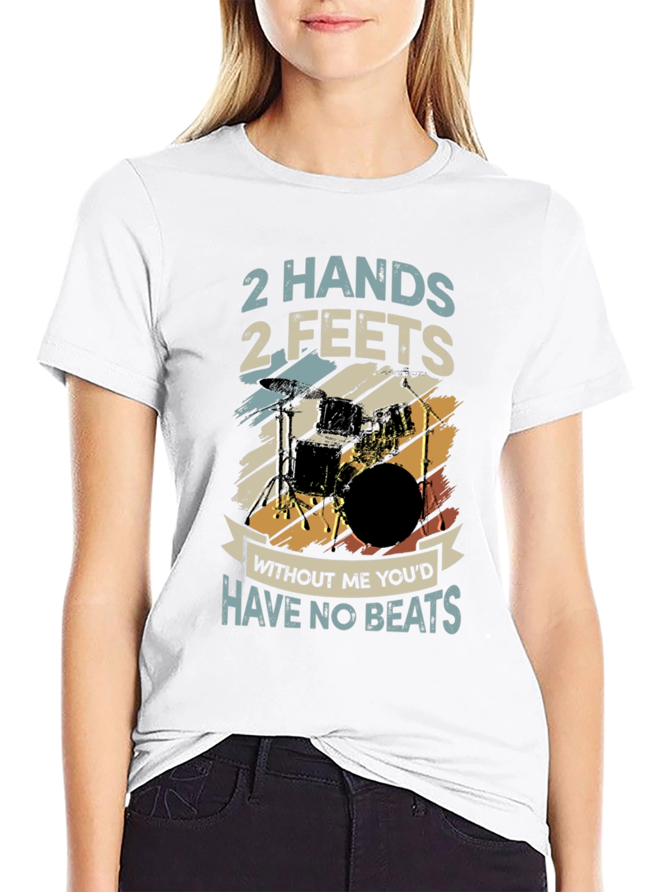 Drummer T-Shirt: 2 Hands 2 Feet - No Beats!