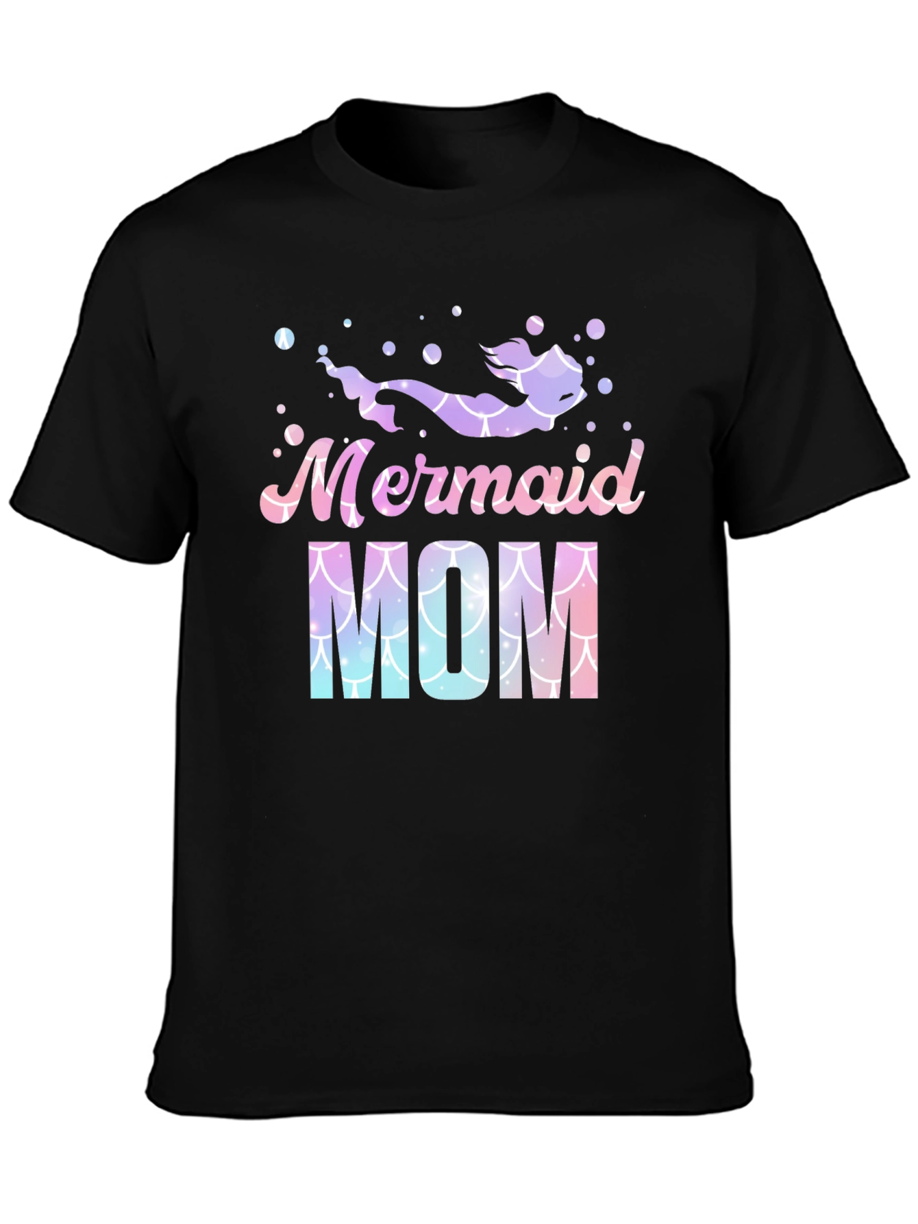 Mermaid Mom Graphic Tee - Black Cotton Blend