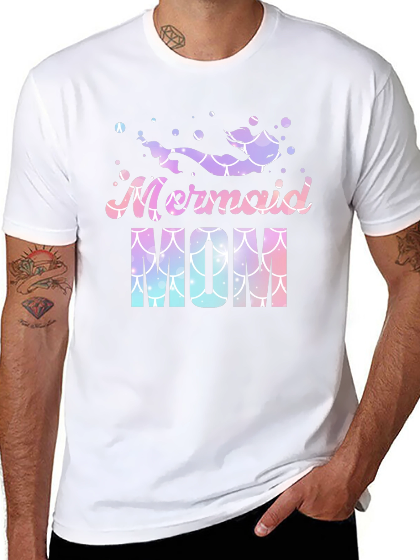 Mermaid Mom Graphic Tee - Black Cotton Blend