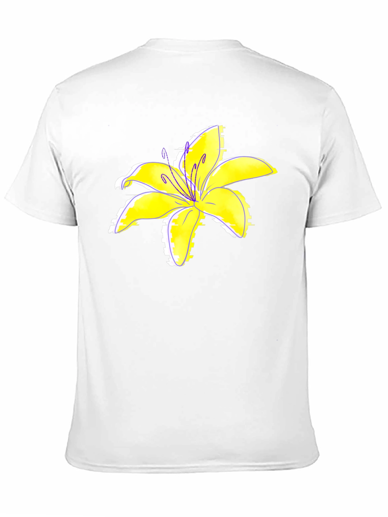Black T-Shirt with Yellow Lily Flower Print