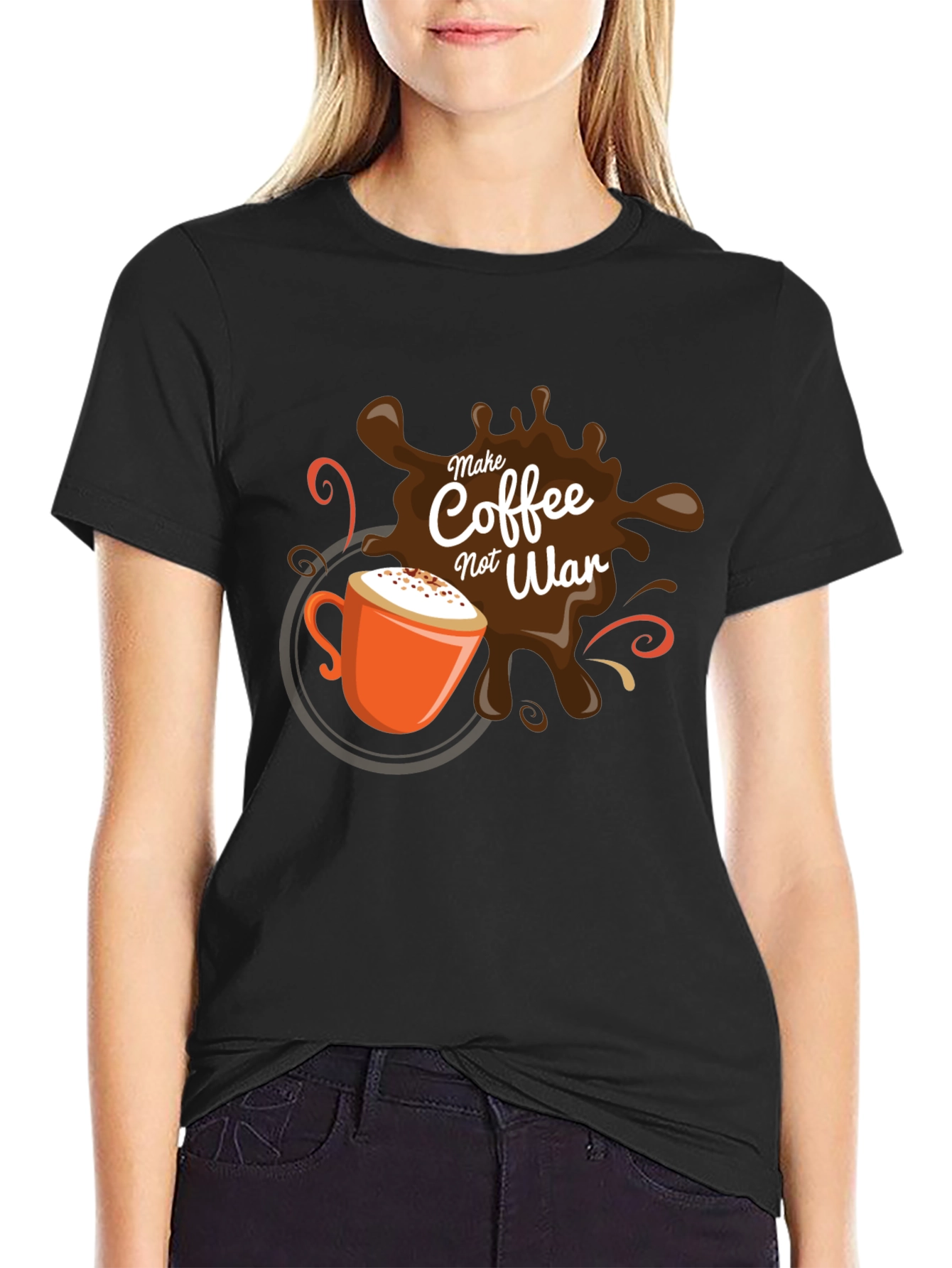 Coffee Not War T-Shirt - Black Graphic Tee