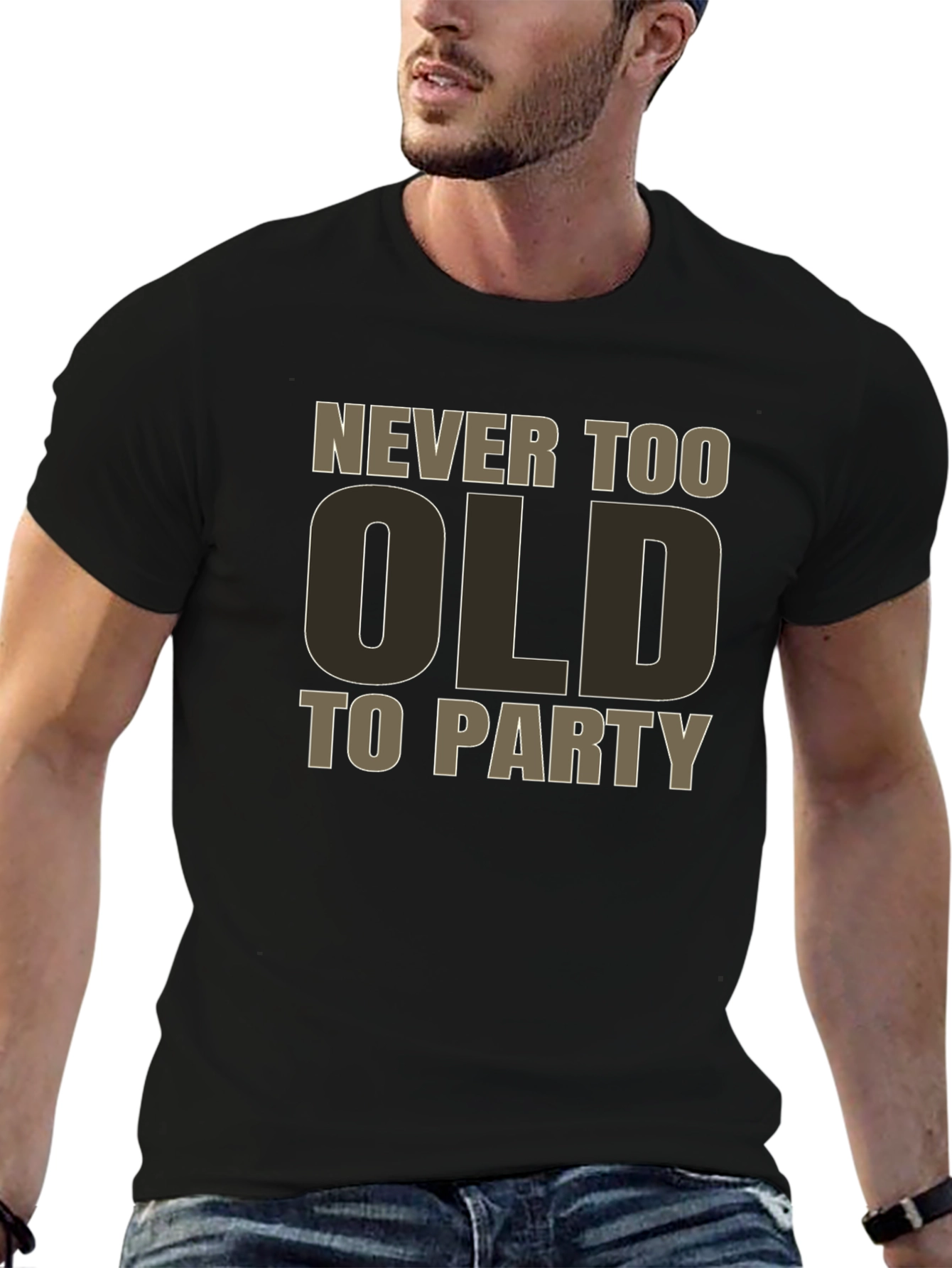 Never Too Old To Party Black Graphic Tee