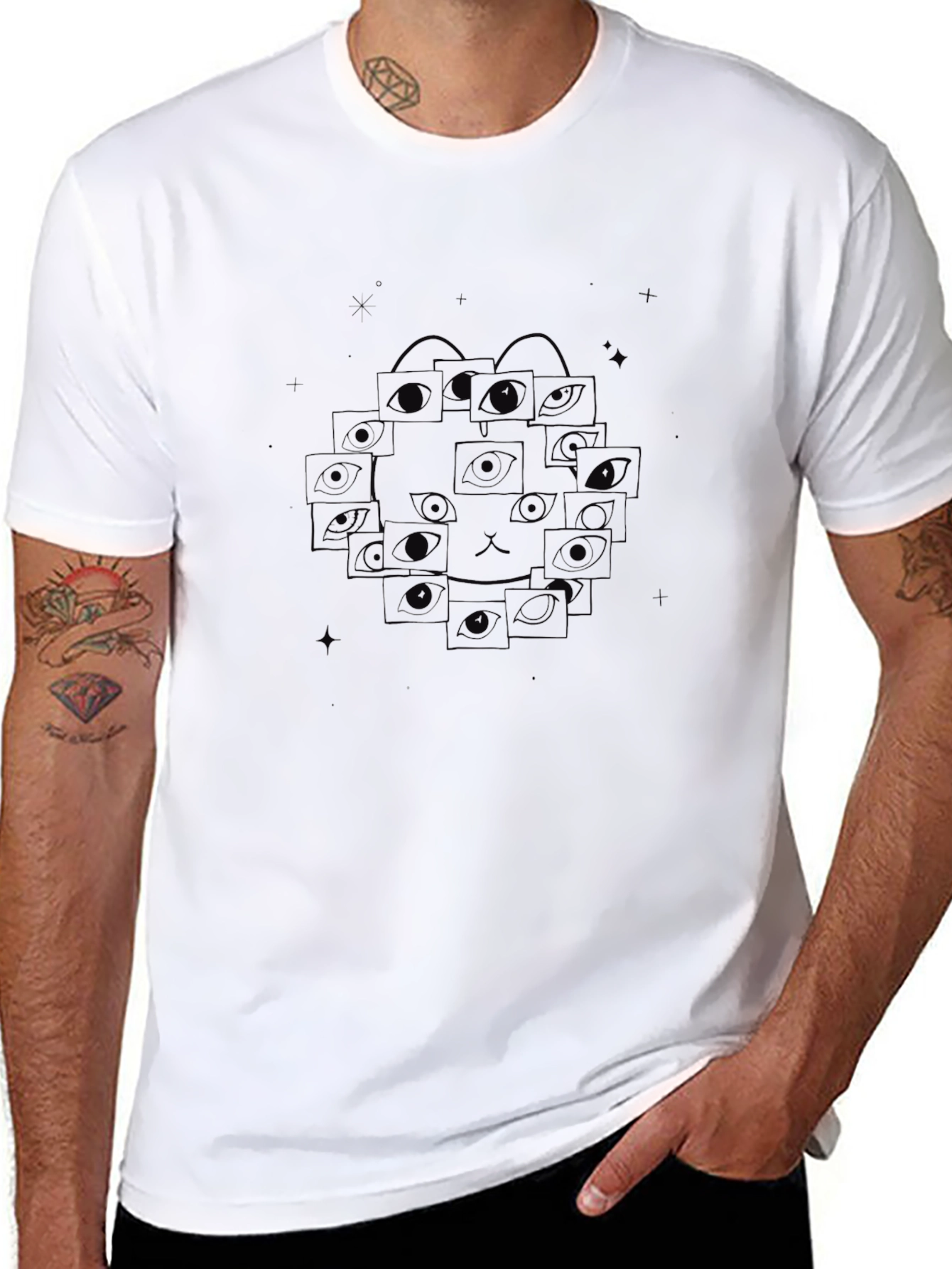 Mens Black Graphic Print T-Shirt