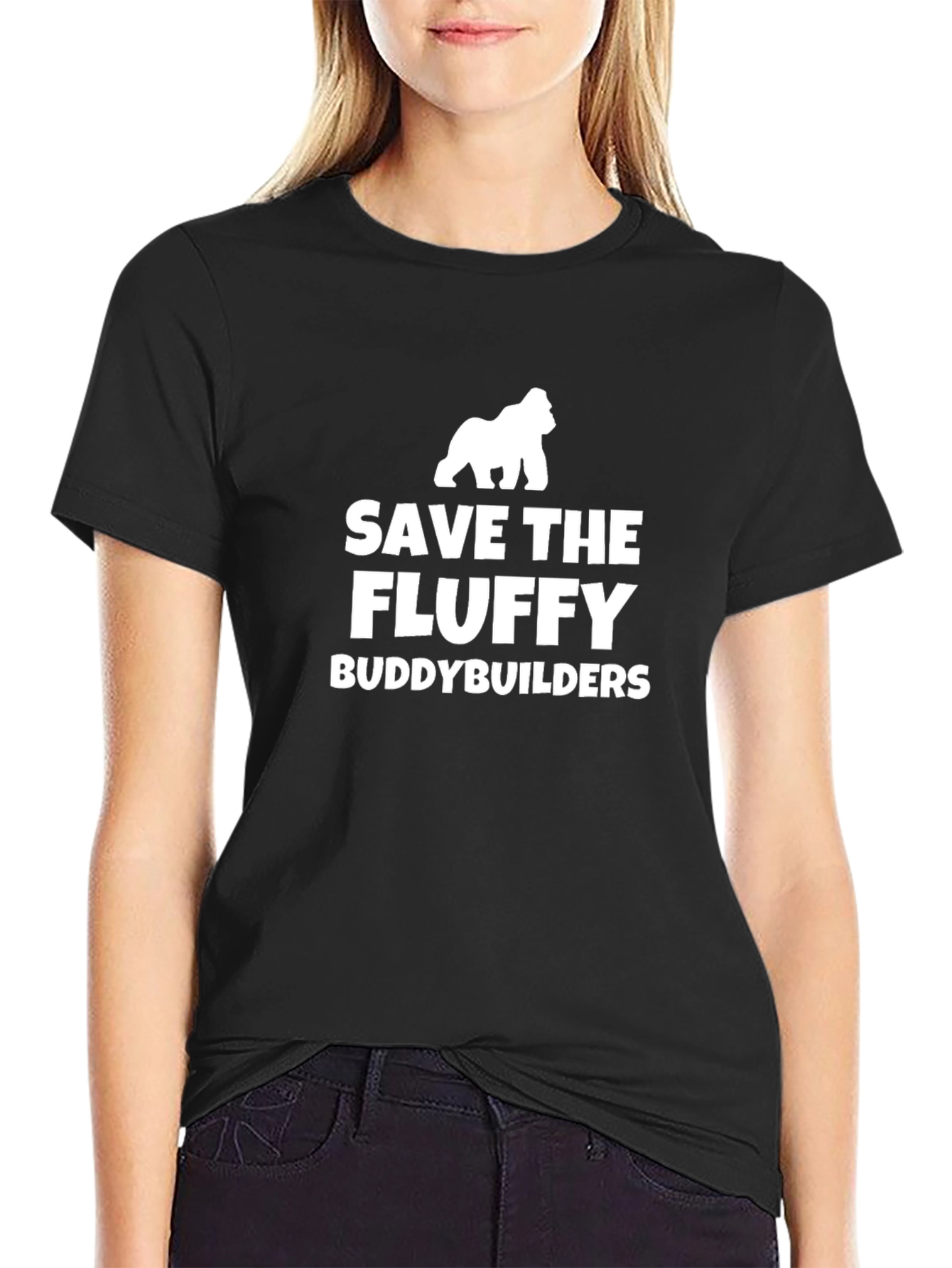 Save the Fluffy Buddybuilders Black T-Shirt